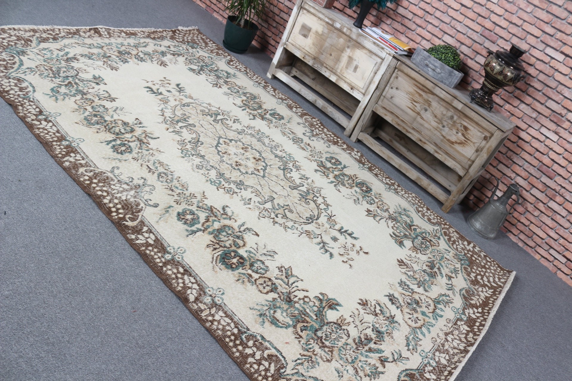 5.6x9.3 ft Büyük Halılar, Vintage Halı, Bej Zemin Halıları, Ev Dekorasyonu Halısı, Türk Halısı, Etnik Halı, Yatak Odası Halısı, Oturma Odası Halısı