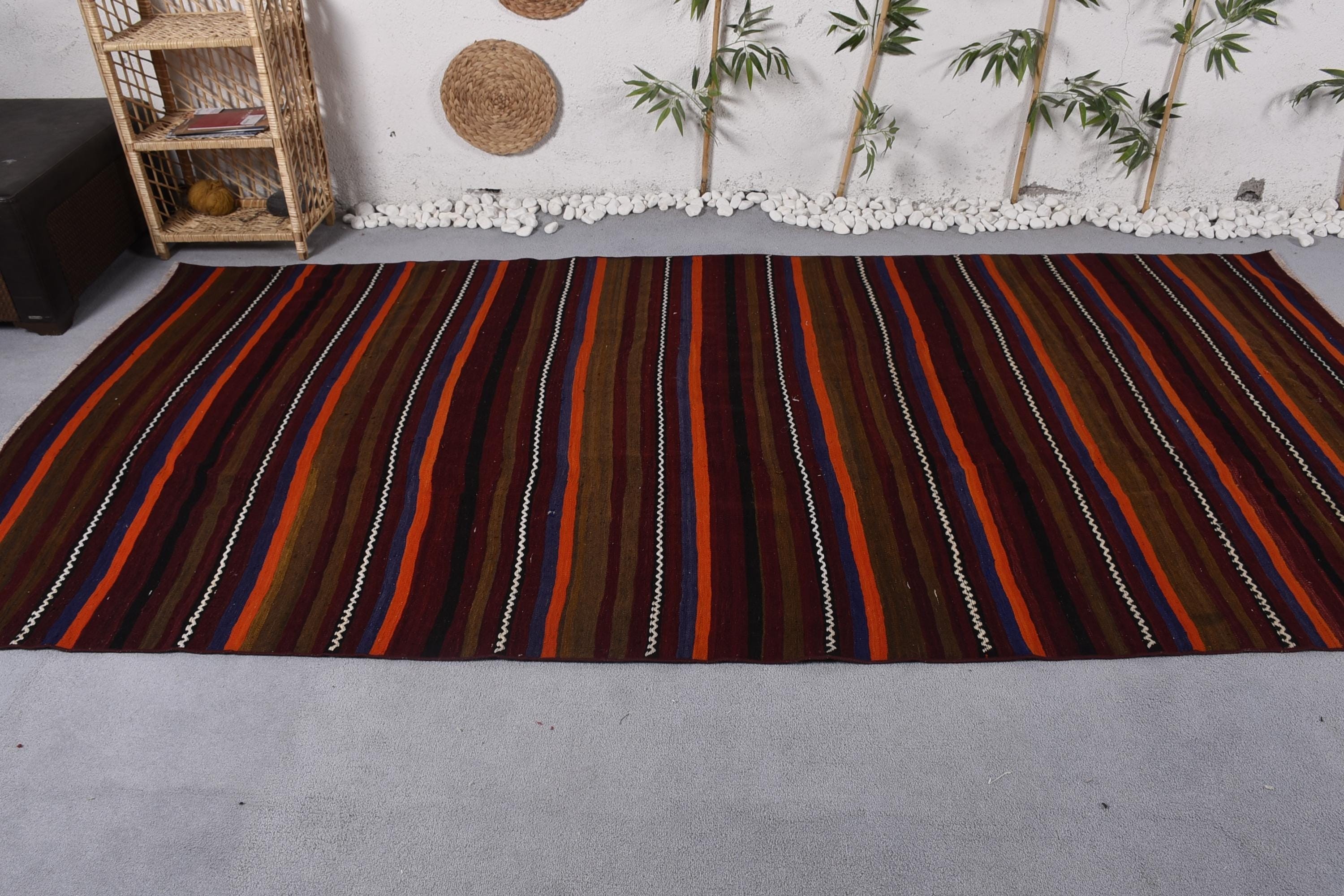 Büyük Vintage Halılar, Kilim, Mor Mutfak Halıları, 5.3x11 ft Büyük Halı, Sanatsal Halı, Vintage Halı, Geometrik Halı, Türk Halısı