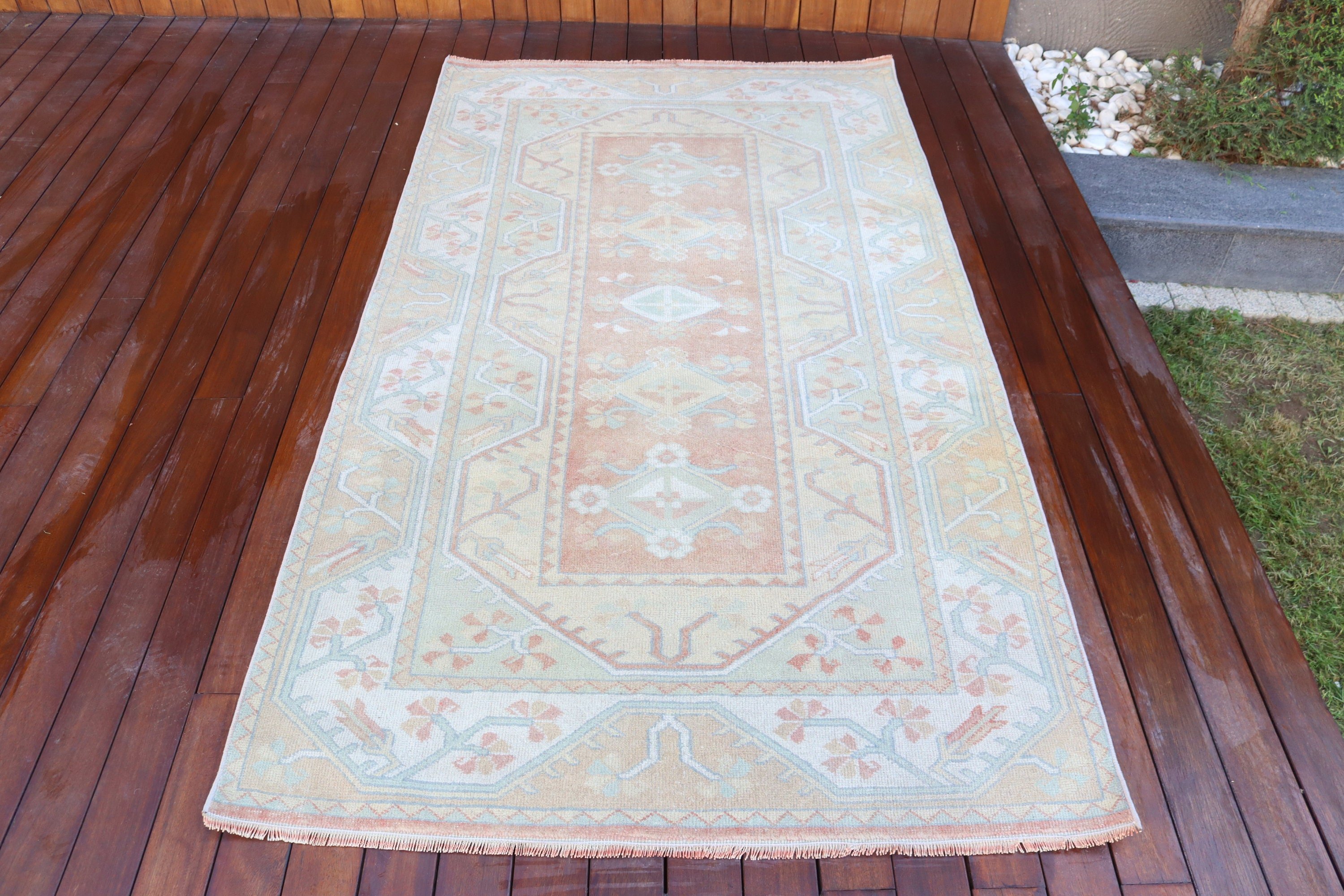 Beige Modern Rug, Kitchen Rug, 3.9x7.2 ft Area Rug, Office Rugs, Vintage Rugs, Bedroom Rug, Vintage Area Rugs, Turkish Rug, Floor Rug