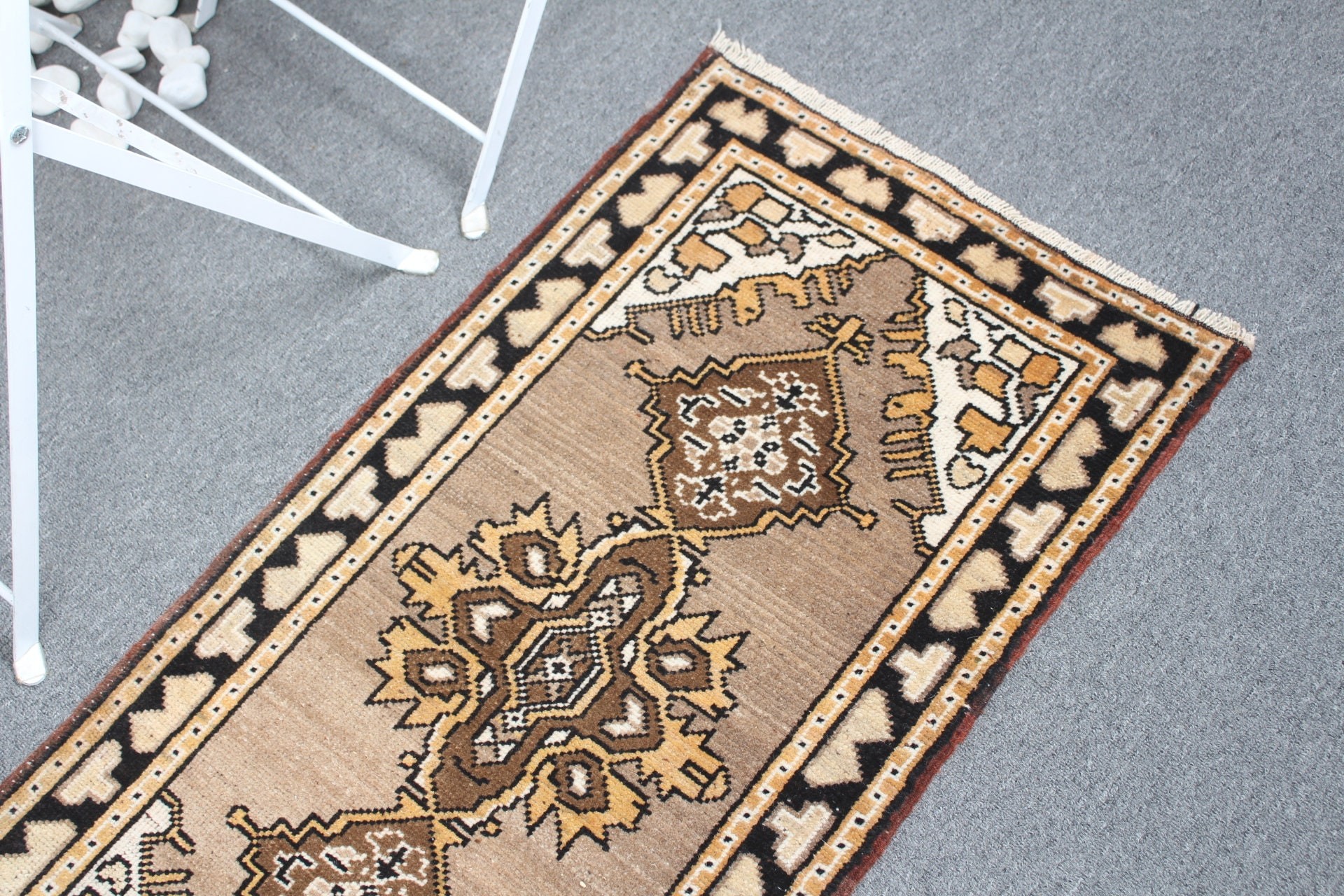 Vintage Halı, Türk Halıları, 1.7x3.3 ft Küçük Halı, Araba Paspas Halısı, Mutfak Halıları, Kahverengi Antika Halılar, Sevimli Halı, Duvara Asılı Halı, Anadolu Halısı