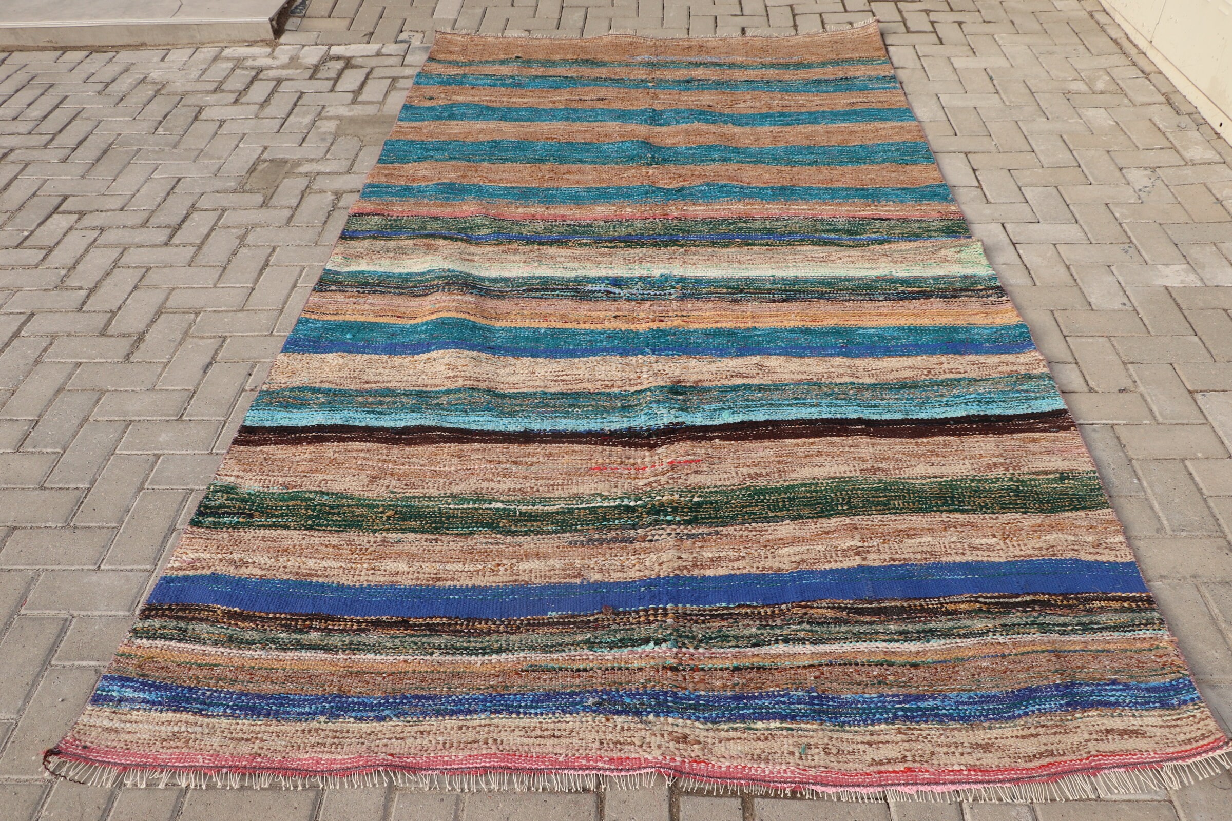 Turkish Rugs, Cool Rugs, Vintage Rug, Wool Rugs, 5.7x9.6 ft Large Rugs, Dining Room Rug, Kilim, Living Room Rug, Blue Anatolian Rug