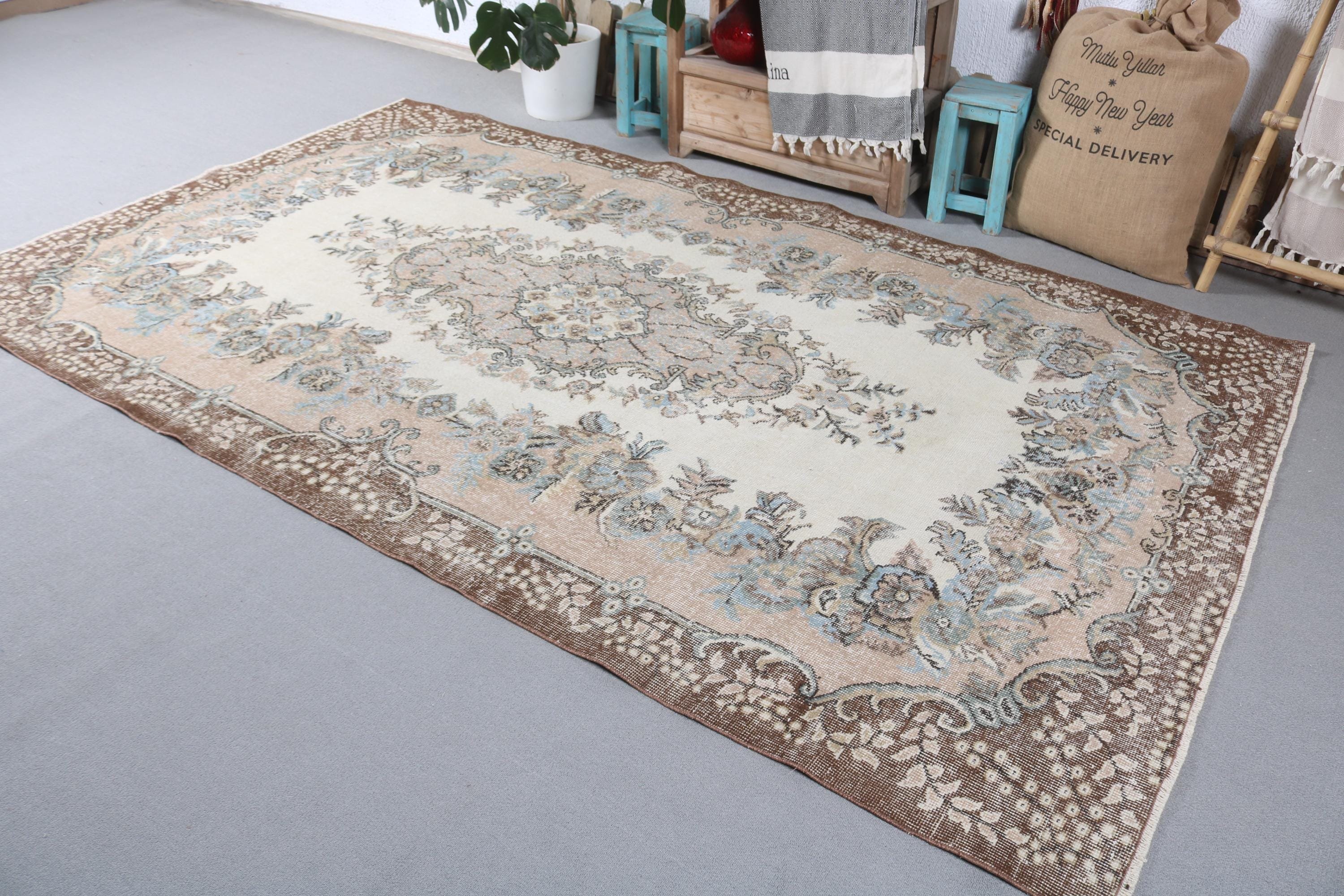 Oturma Odası Halıları, Vintage Halı, 5.8x9.7 ft Büyük Halılar, Yemek Odası Halısı, Türk Halıları, Anadolu Halıları, Yer Halısı, Boho Halıları, Bej Lüks Halı