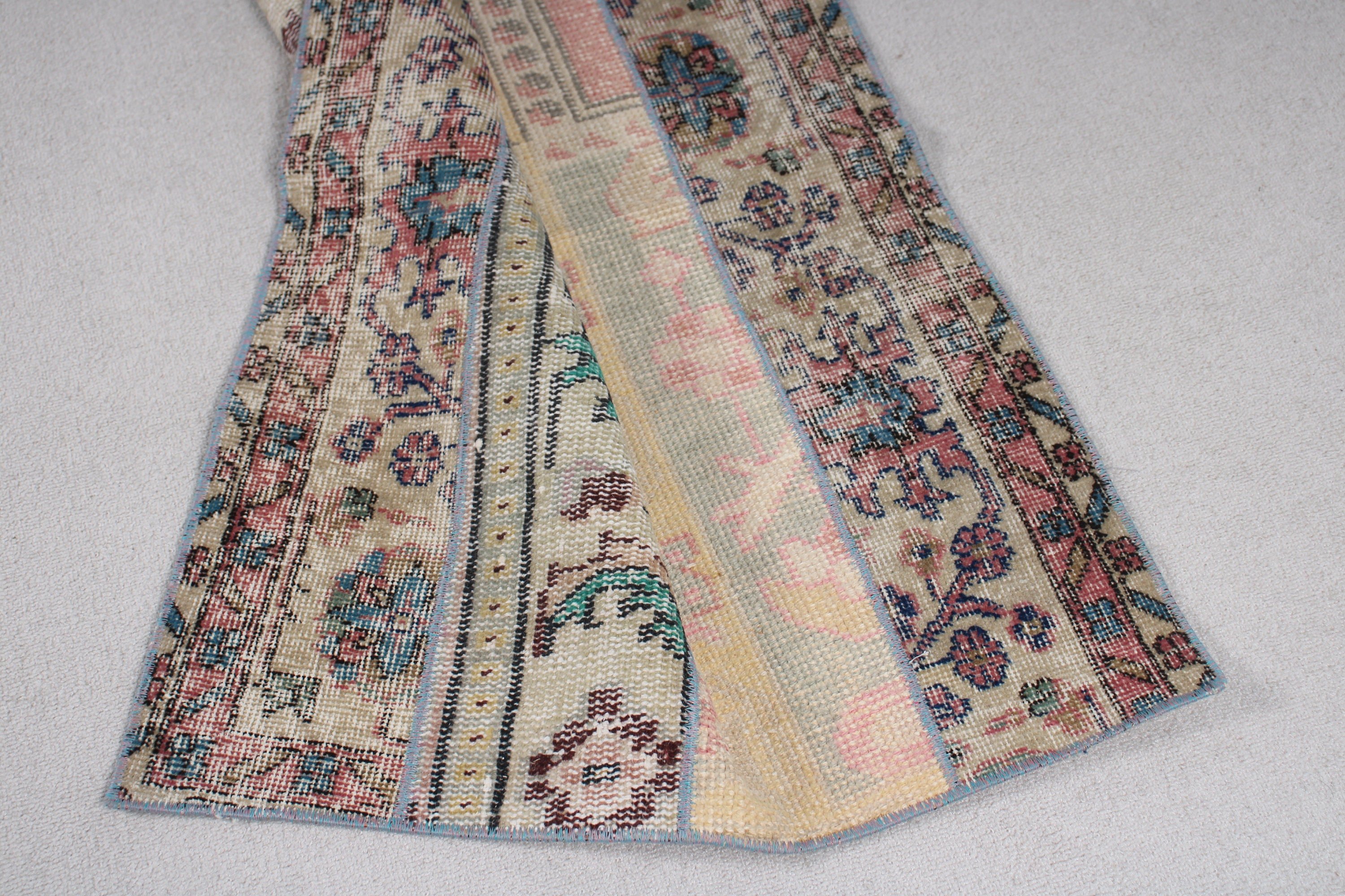 2.4x6.8 ft Runner Halı, Ofis Halısı, Oushak Halıları, Türk Halısı, Vintage Runner Halısı, Bej Bildirim Halısı, Vintage Halı, Koridor Halısı, Lüks Halı