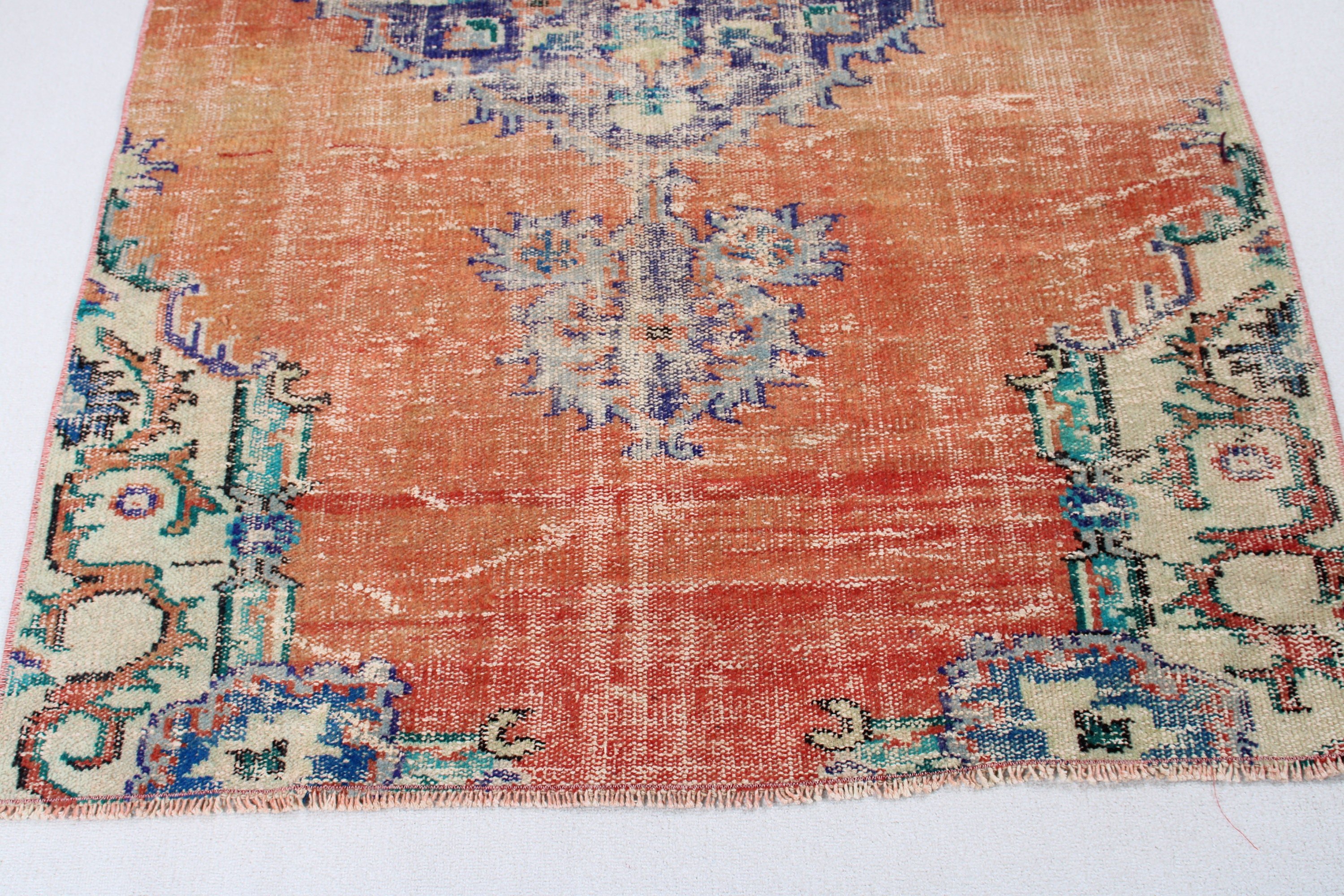 Wool Rug, Oushak Area Rugs, 4.2x7.4 ft Area Rugs, Kitchen Rug, Orange Home Decor Rug, Vintage Rugs, Bohemian Rug, Turkish Rugs, Floor Rug