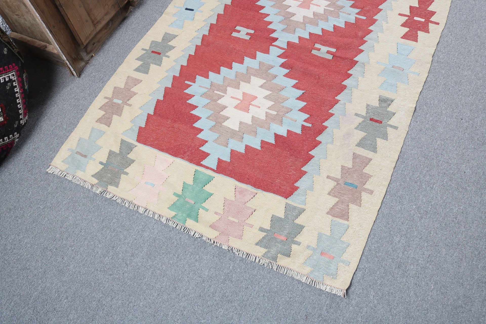 Giriş Halıları, Kilim, Lüks Halı, 3,7x5,2 ft Vurgulu Halılar, Sarı Yer Halıları, Türk Halısı, Havalı Halılar, Vintage Vurgulu Halılar, Vintage Halılar