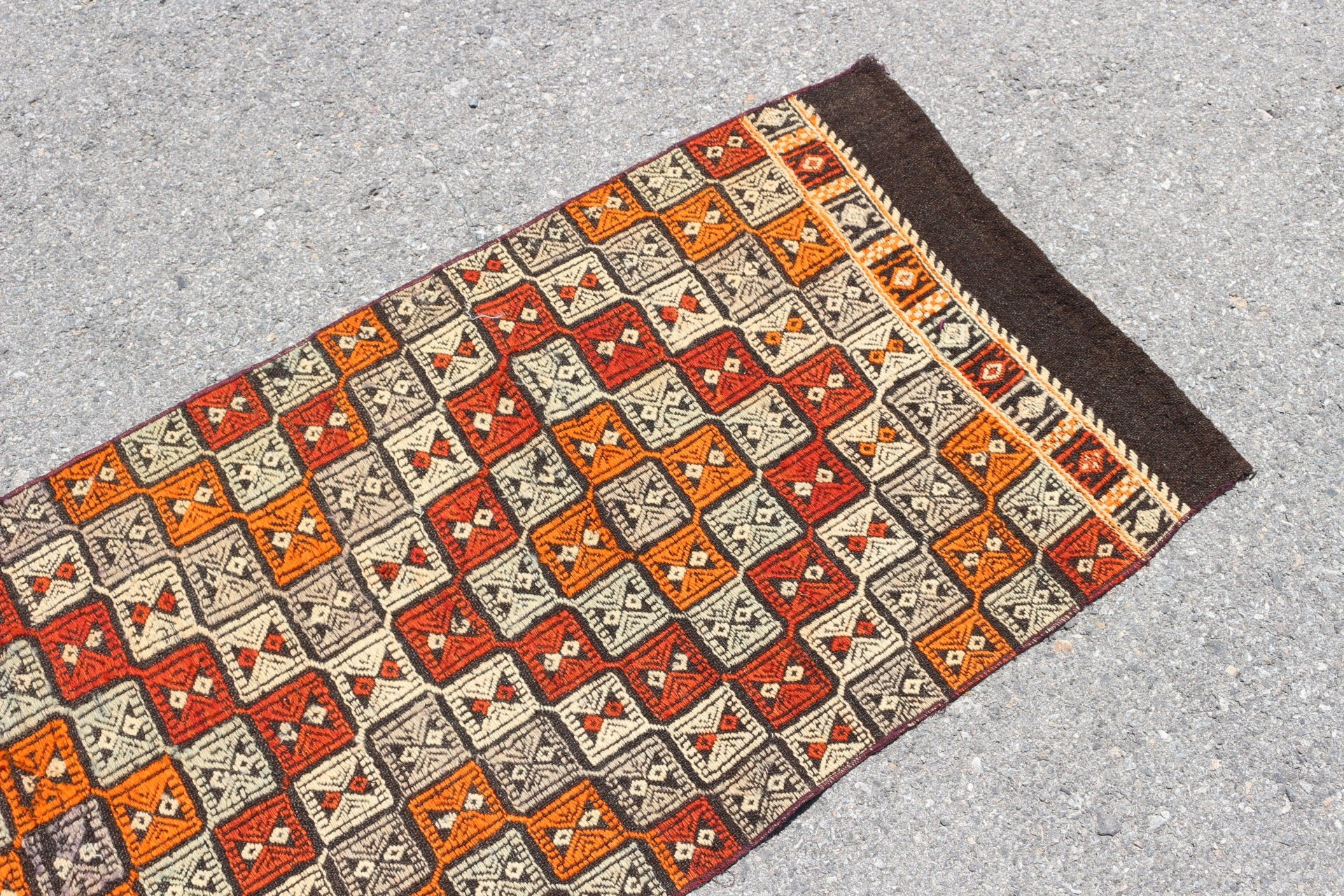 Orange Cool Rugs, 2.1x7.5 ft Runner Rug, Stair Rugs, Hallway Rug, Vintage Rug, Kilim, Turkish Rug, Antique Rugs, Designer Rug