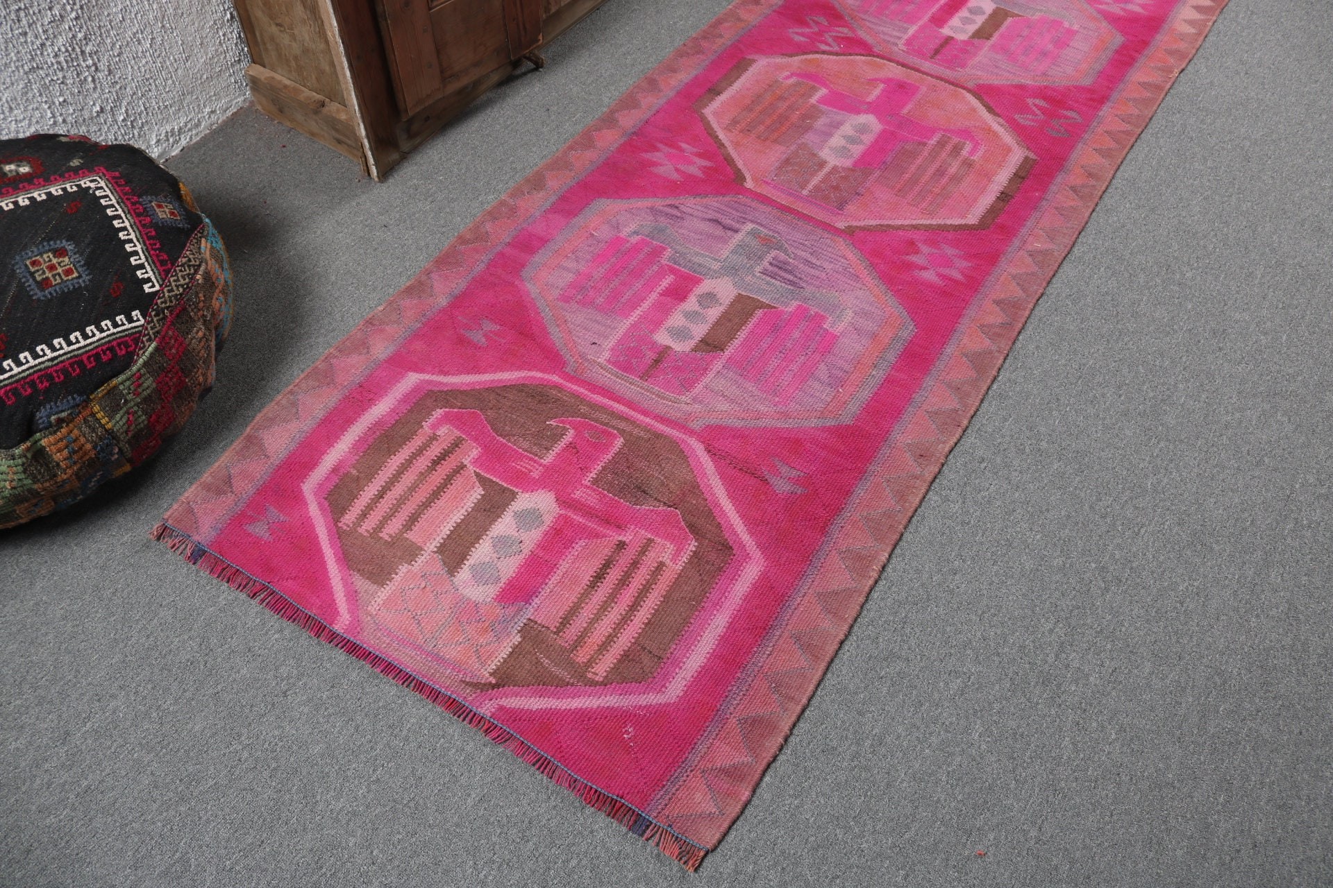 Turkish Rug, Vintage Runner Rug, Modern Rugs, 3x10.1 ft Runner Rugs, Anatolian Rug, Hallway Rug, Tribal Rug, Vintage Rugs, Pink Bedroom Rug