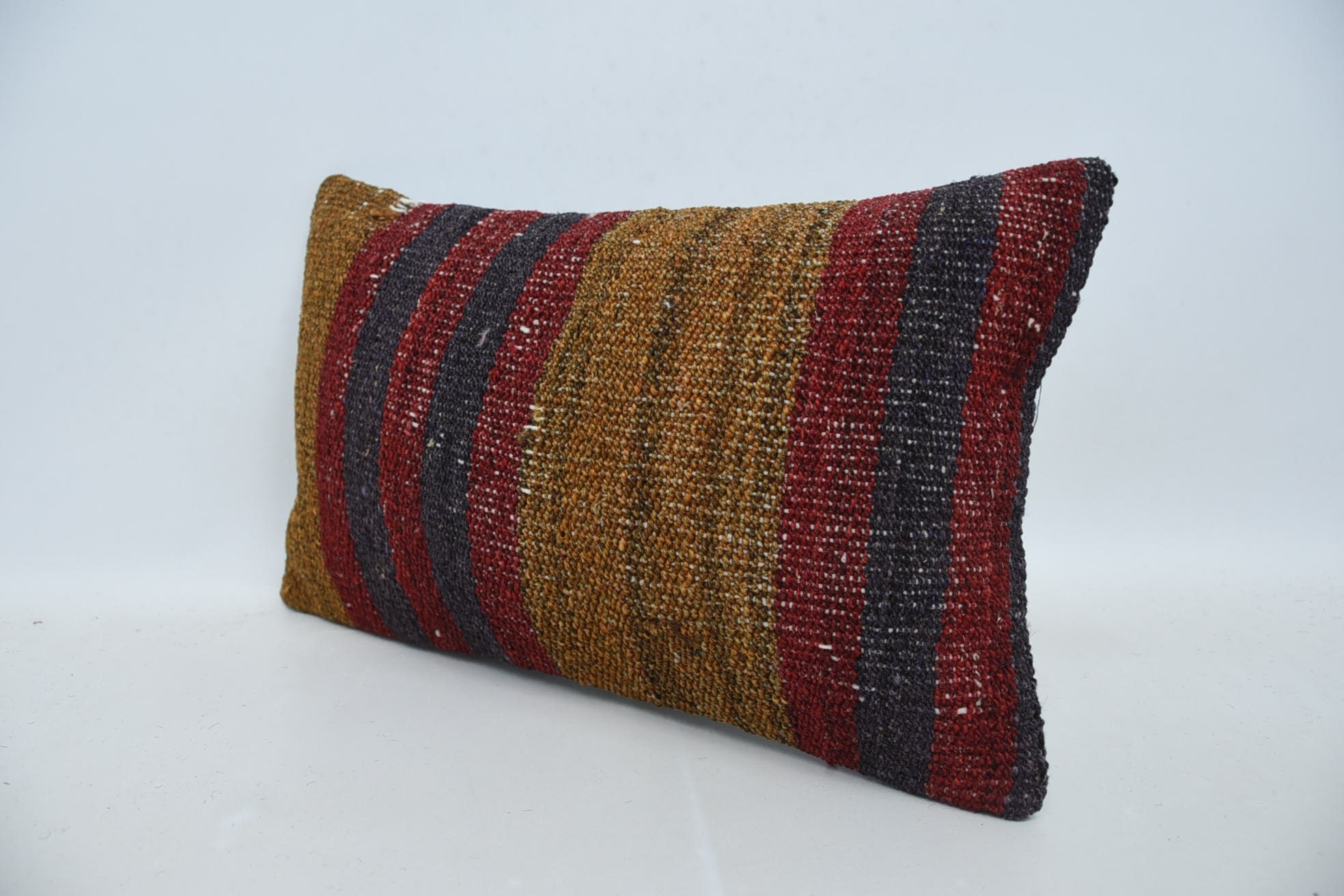 Kilim Pillow, Turkish Kilim Pillow, Pillow for Couch, 12"x20" Red Pillow, Pastel Pillow Case, Neutral Pillow Sham, Turkish Rugs Cushion