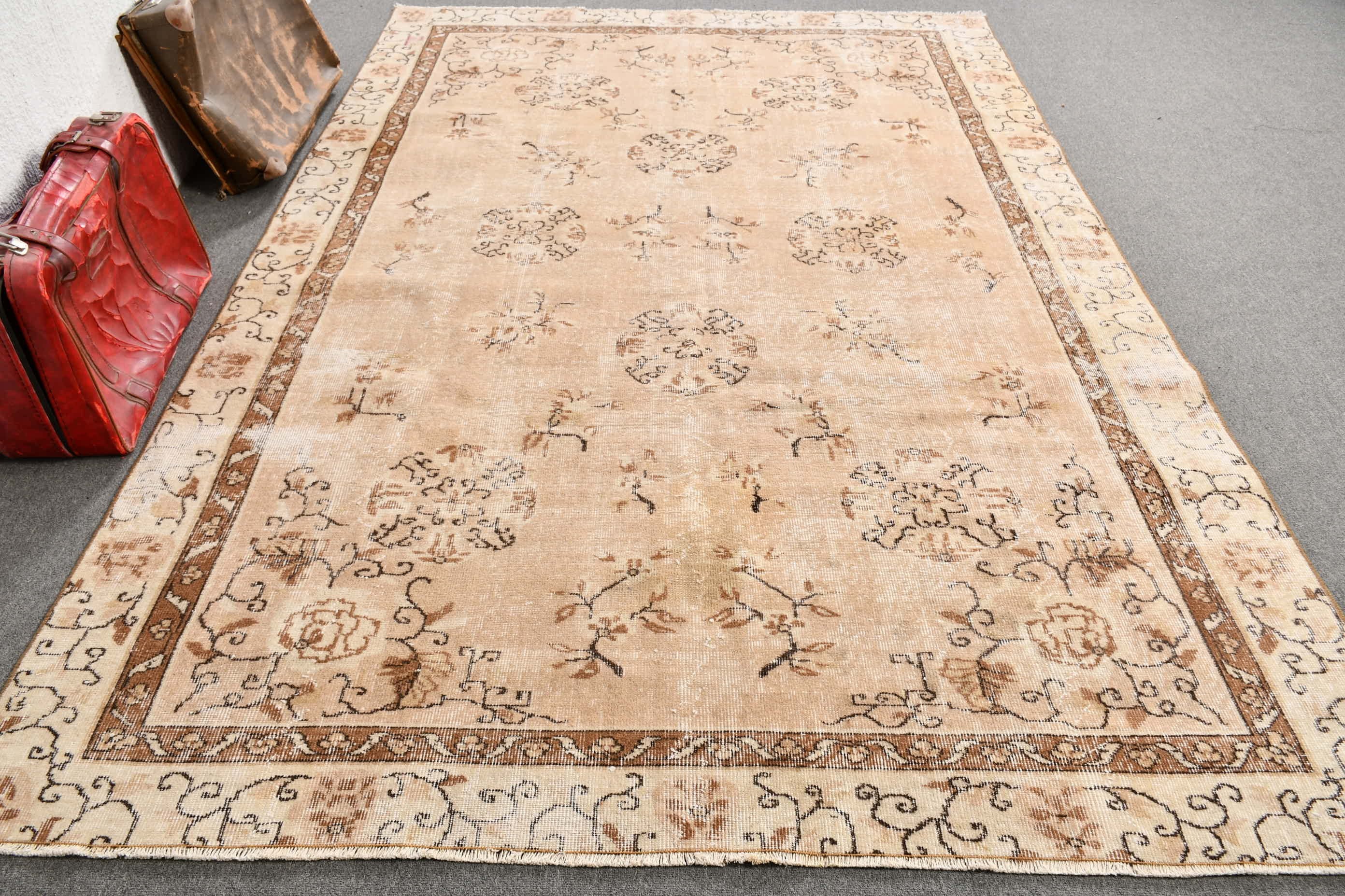 Salon Rugs, Moroccan Rug, Beige Kitchen Rug, Antique Rugs, Turkey Rug, Vintage Rugs, 6.8x10.1 ft Large Rug, Living Room Rug, Turkish Rugs