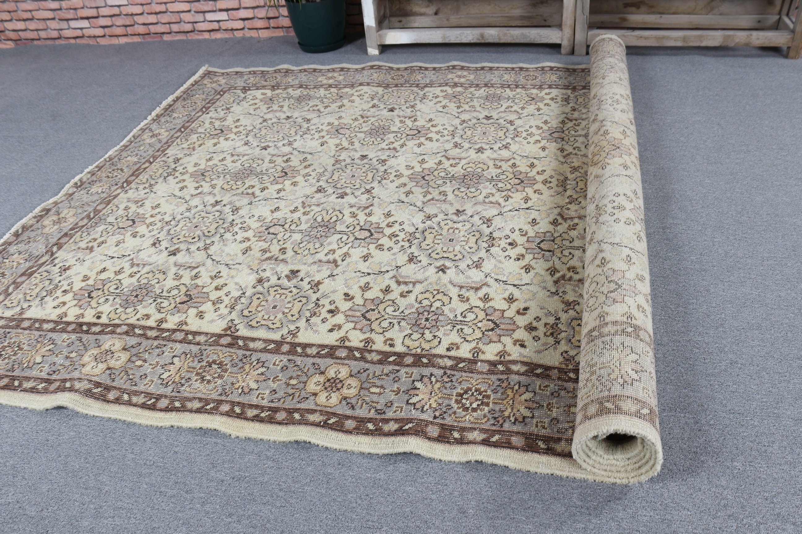 5.6x9.4 ft Büyük Halılar, Vintage Halı, Büyük Boho Halı, Kahverengi Havalı Halılar, Antika Halı, Büyük Vintage Halılar, Düz Dokuma Halı, Türk Halıları