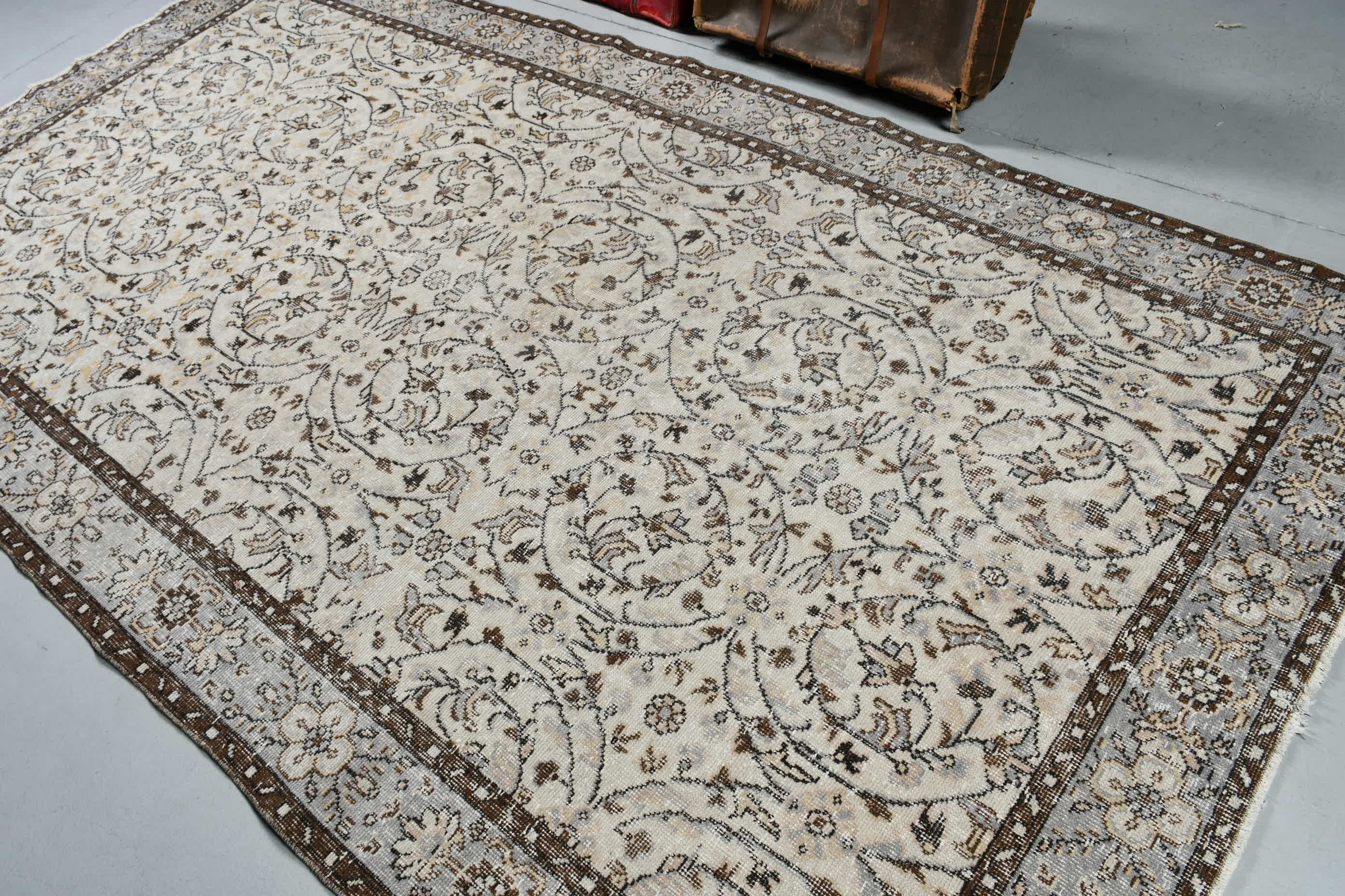 Kahverengi Oryantal Halı, Vintage Halı, Sanat Halısı, Antika Halı, Salon Halısı, 5.5x10.3 ft Büyük Halılar, Türk Halısı, Yemek Odası Halıları, Oryantal Halı