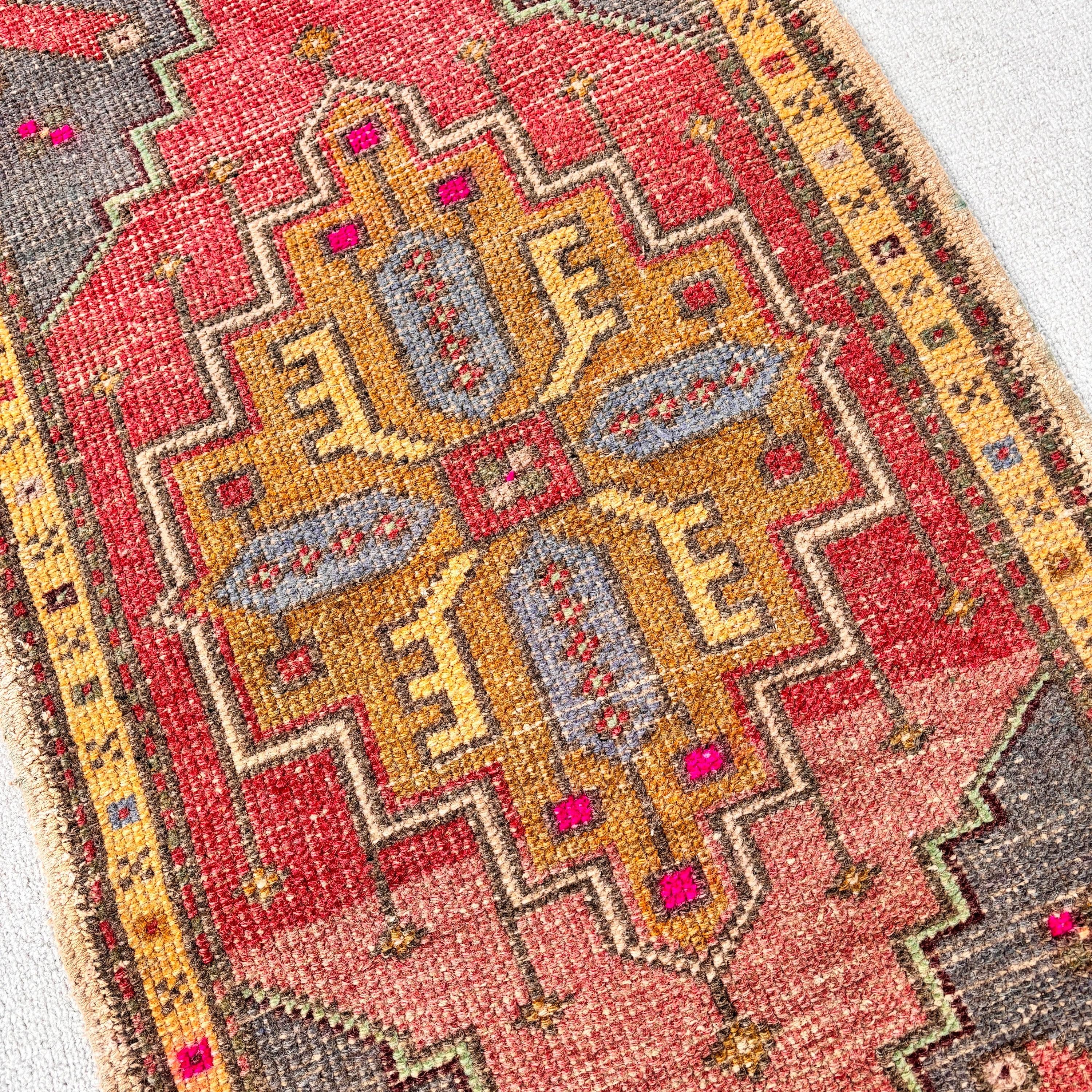 Vintage Rugs, Kitchen Rugs, Red Cool Rug, Turkish Rug, Rugs for Small Vintage, 1.9x3.1 ft Small Rug, Bath Rug, Anatolian Rug, Neutral Rugs