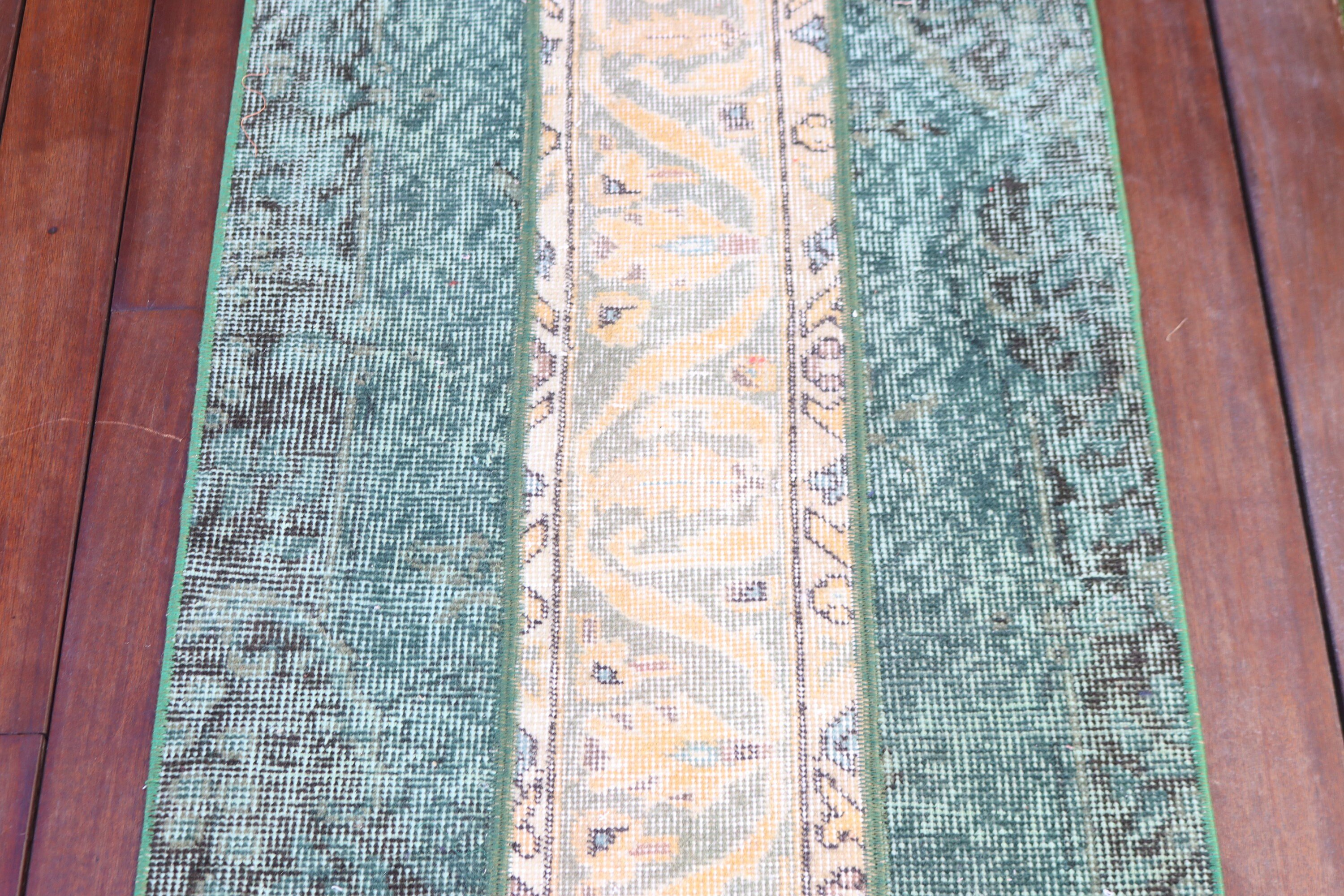 Rugs for Entry, Vintage Rug, Neutral Rug, Green Bedroom Rug, Door Mat Rugs, Small Boho Rug, 2x3.8 ft Small Rug, Bedroom Rugs, Turkish Rug