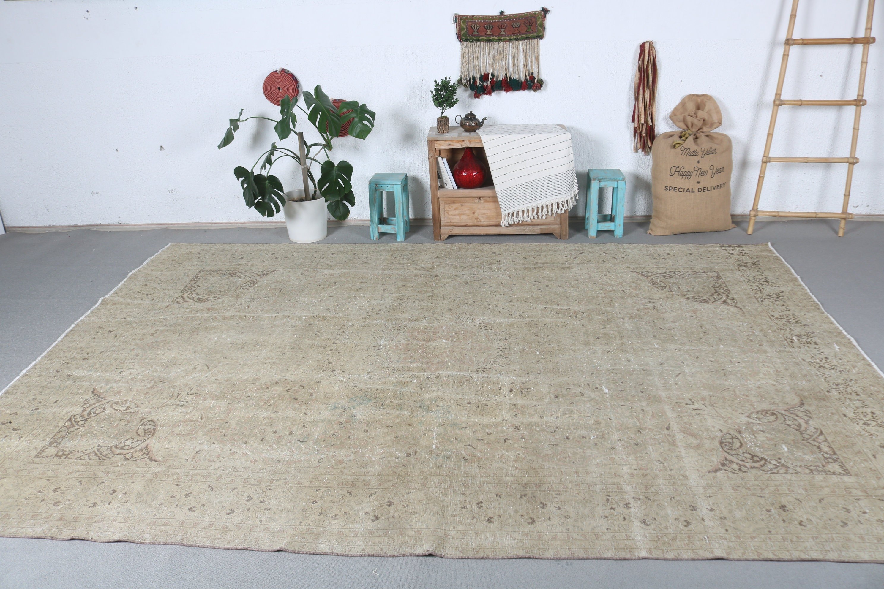 Oushak Rug, Salon Rugs, 8.3x11.8 ft Oversize Rugs, Turkish Rugs, Bedroom Rug, Vintage Rug, Green Antique Rug, Floor Rugs, Dining Room Rug