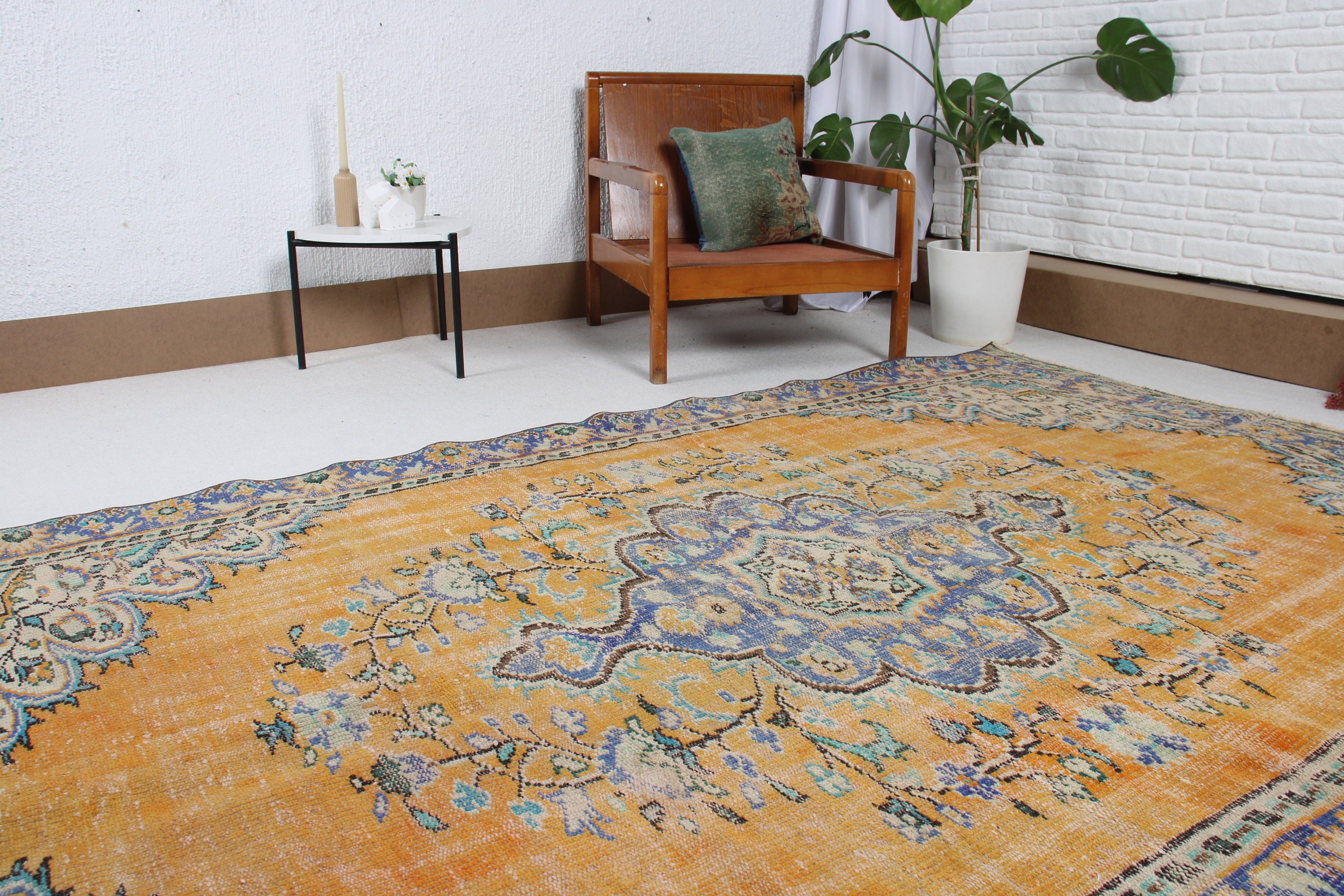 Yatak Odası Halıları, Modern Halı, Yemek Odası Halısı, Vintage Halı, Turuncu Yün Halı, 5.8x8.8 ft Büyük Halılar, Salon Halıları, Türk Halısı, Fas Halıları