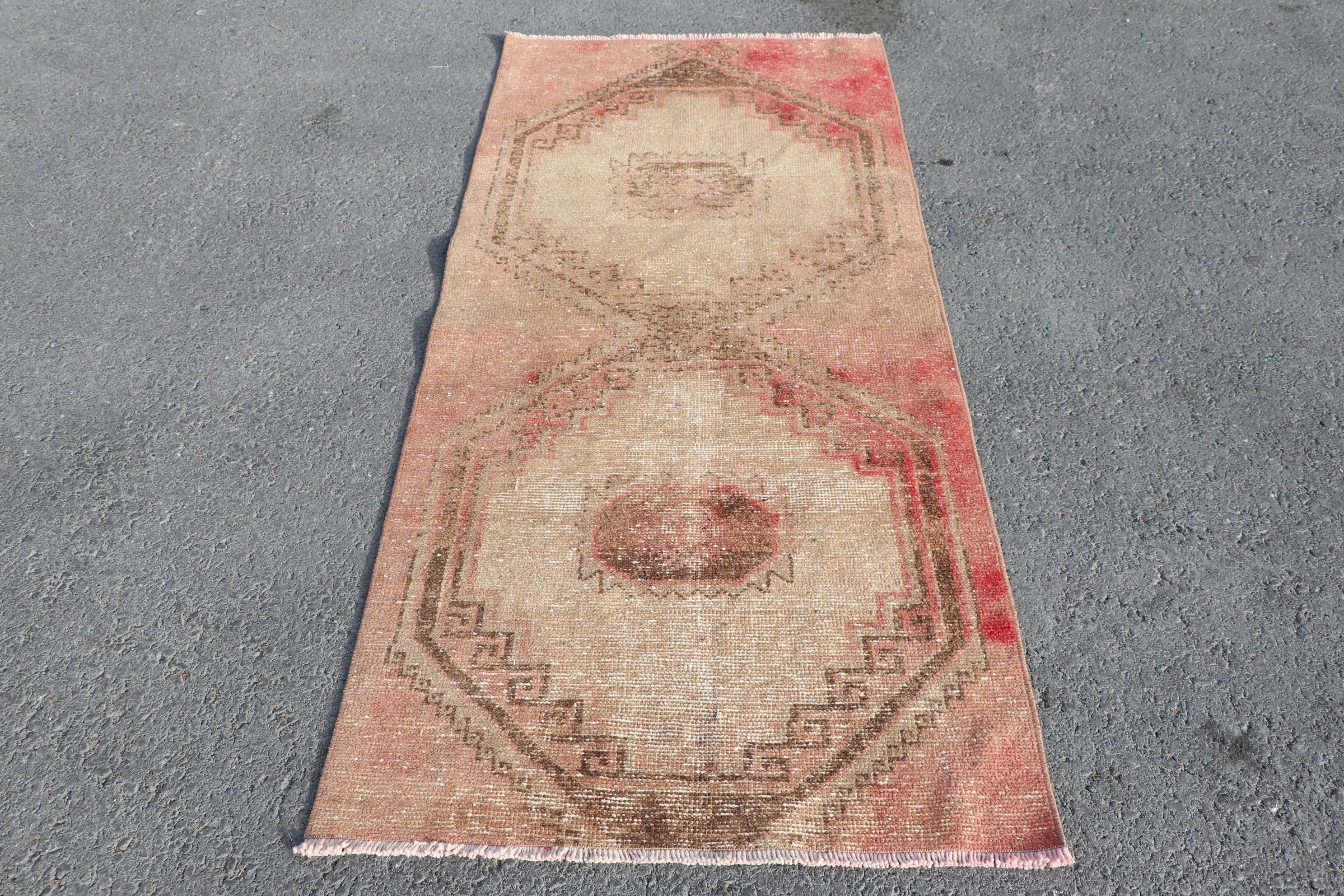 Vintage Rug, Art Rugs, 3x6.4 ft Accent Rug, Rugs for Kitchen, Oriental Rug, Floor Rug, Turkish Rugs, Bedroom Rugs, Entry Rug, Red Cool Rug