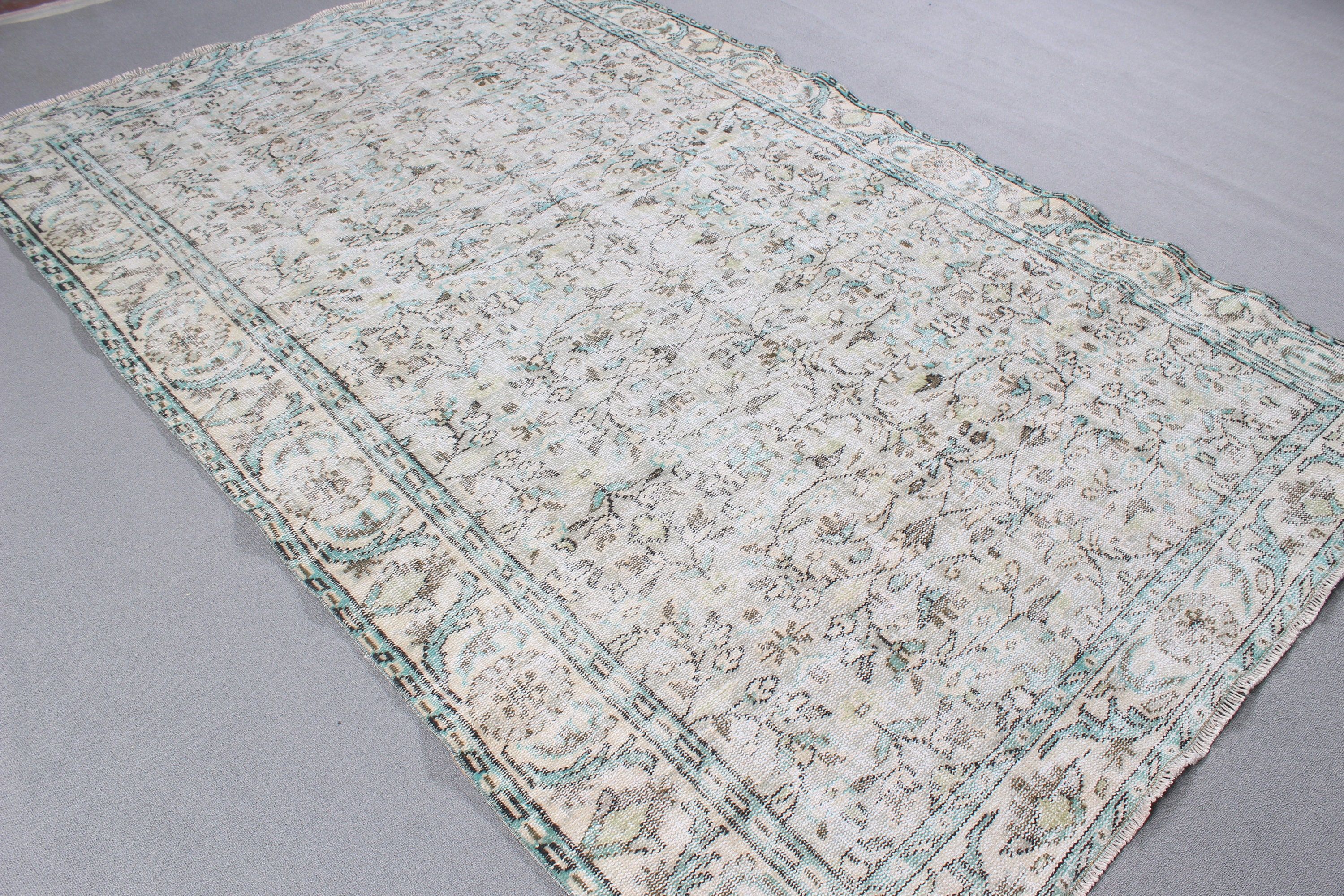 Geometric Rugs, Luxury Rug, Vintage Rugs, Turkish Rugs, 6x9.2 ft Large Rugs, Beige Kitchen Rug, Large Oushak Rugs, Large Vintage Rugs