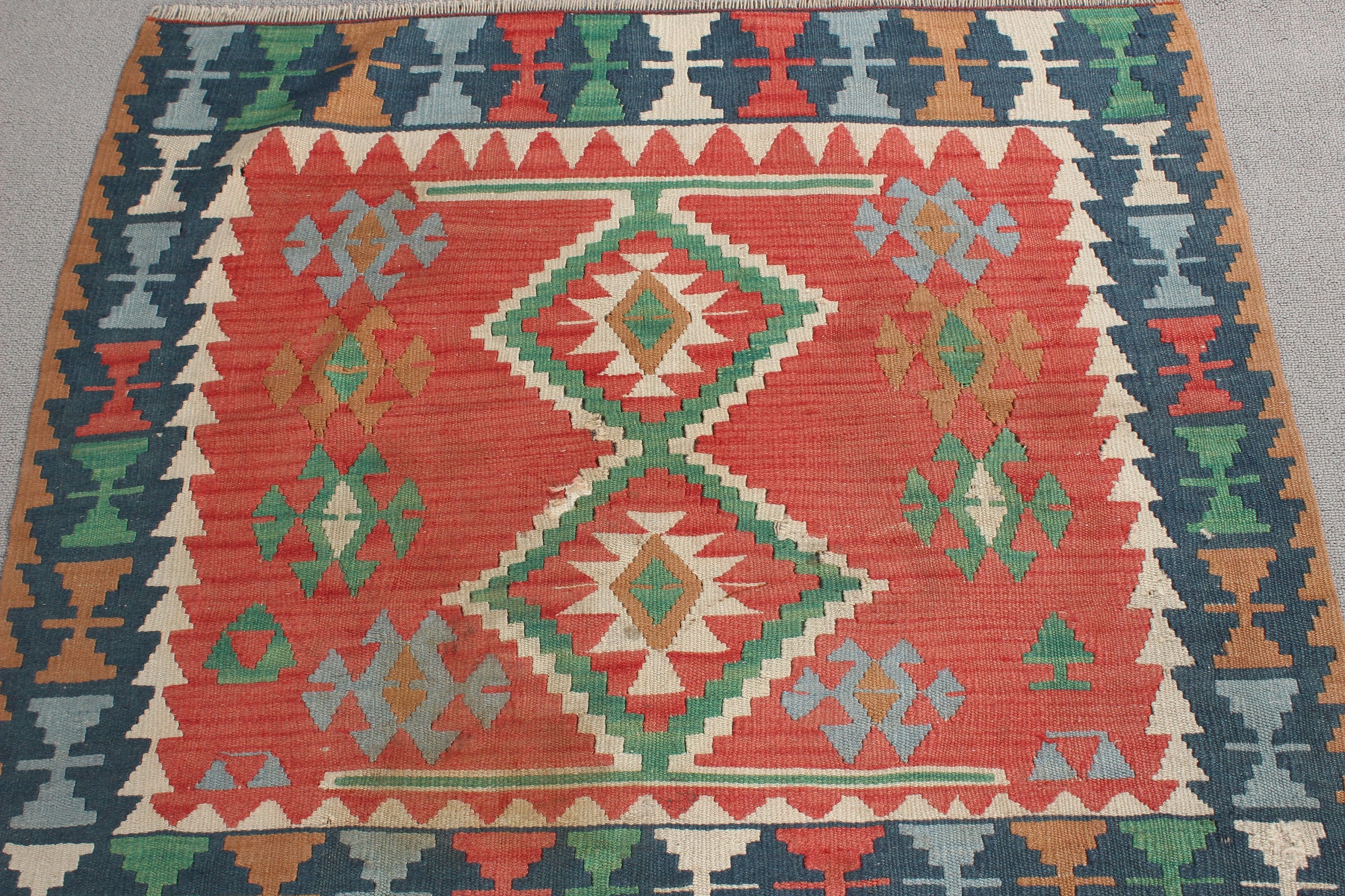 3.1x2.7 ft Küçük Halı, Fas Halıları, Türk Halıları, Kilim, Çocuk Halısı, Vintage Halılar, Kırmızı Ev Dekor Halısı, Mutfak Halıları, Açıklama Halısı