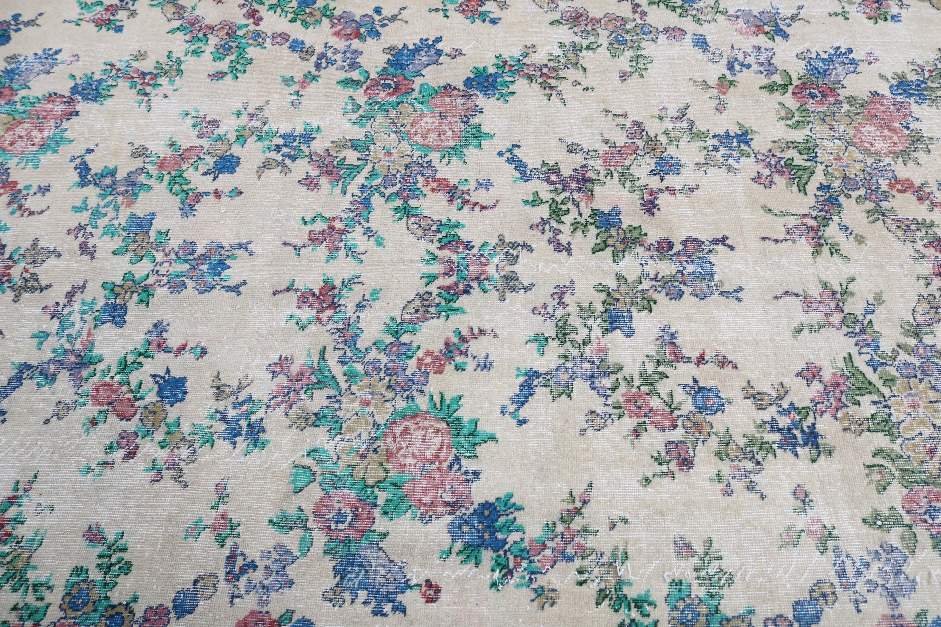 Türk Halısı, 5.7x8.4 ft Büyük Halı, Büyük Vintage Halı, Büyük Oushak Halıları, Ev Dekor Halısı, Vintage Halı, Bej Yün Halılar, Yatak Odası Halıları