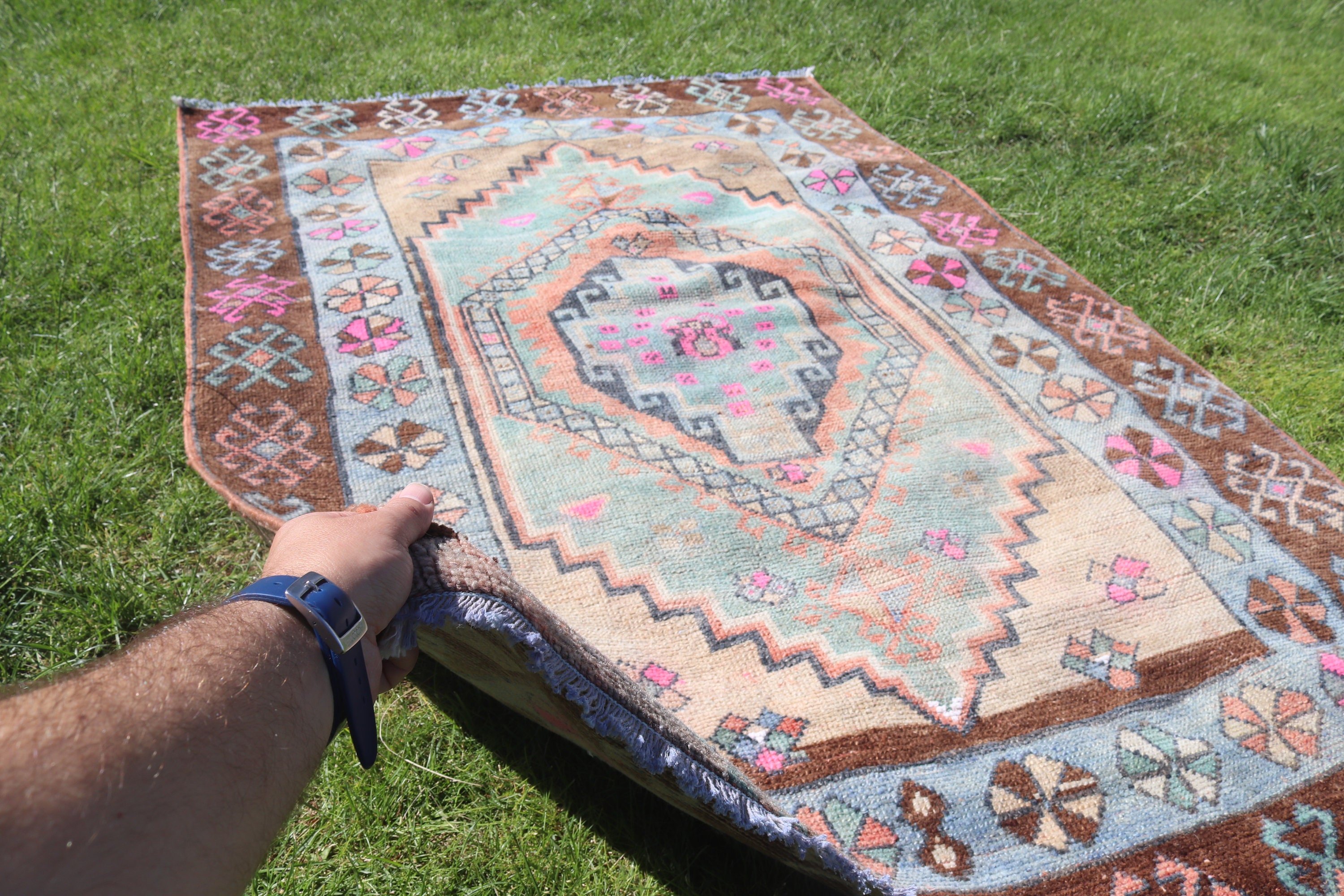 Lüks Halı, Türk Halıları, Kahverengi Fas Halısı, Boho Vurgulu Halılar, Vintage Vurgulu Halılar, 3,8x6,1 ft Aksanlı Halı, Modern Halı, Vintage Halılar