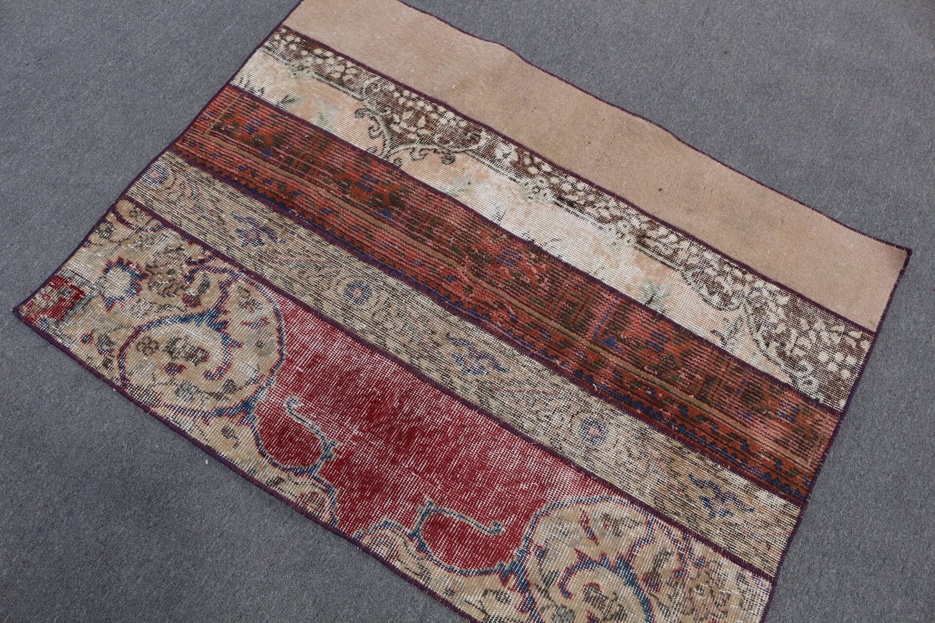 Araba Mat Halısı, Sanat Halısı, 3.2x4.2 ft Küçük Halı, Kapı Paspası Halısı, Gökkuşağı Anadolu Halısı, Vintage Halılar, Ev Dekorasyonu Halısı, Türk Halısı