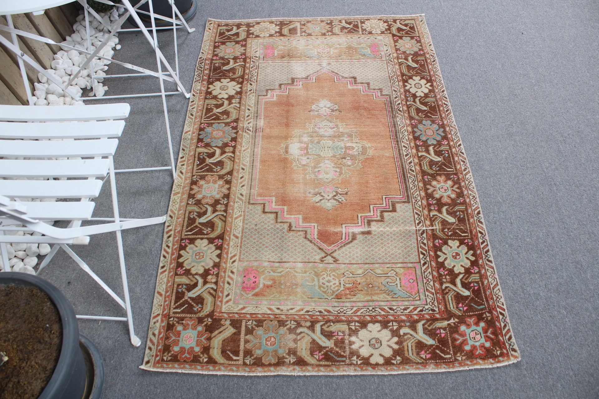 Bedroom Rug, Vintage Rug, Muted Rug, 3.3x5.2 ft Accent Rugs, Kitchen Rugs, Brown Anatolian Rug, Turkish Rug, Nursery Rug