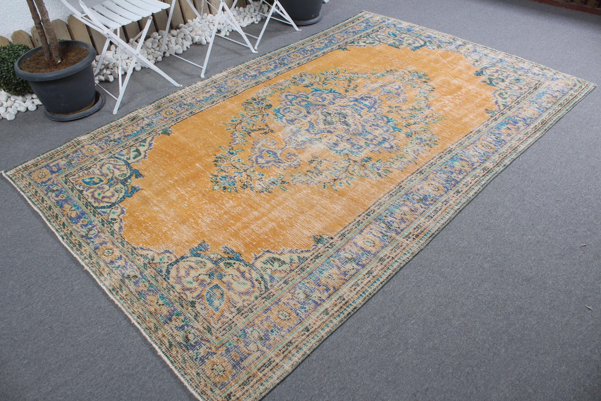 5.5x9 ft Büyük Halılar, Yemek Odası Halıları, Yatak Odası Halıları, Türk Halısı, Yatak Odası Halısı, Vintage Halılar, Sarı Fas Halısı, Anadolu Halıları