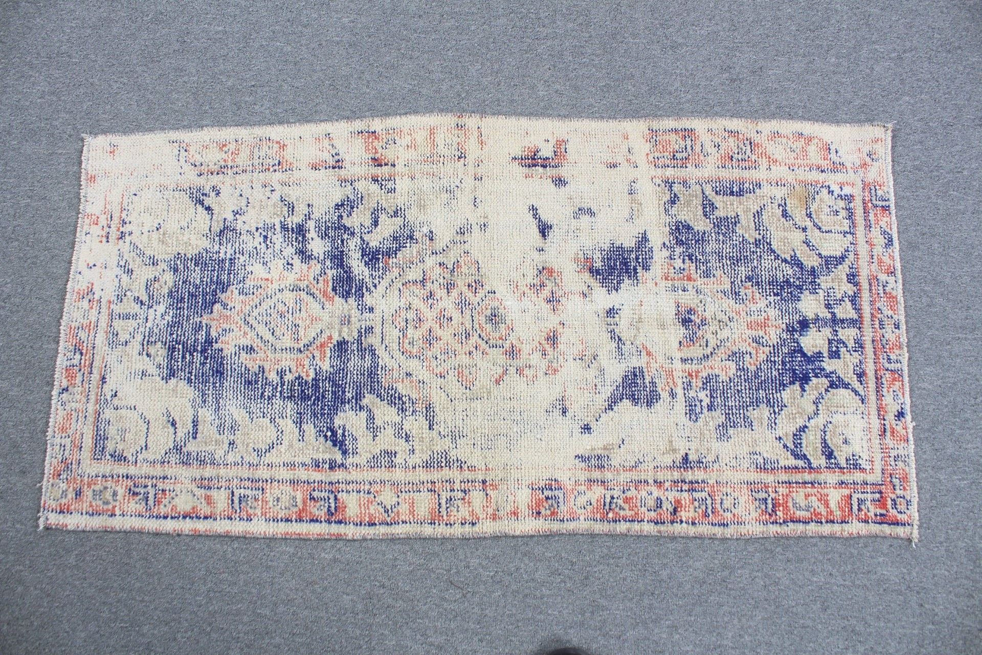 Nursery Rug, Turkish Rugs, Art Rugs, 1.9x3.8 ft Small Rugs, Vintage Rug, Blue Anatolian Rugs, Anatolian Rug, Door Mat Rug, Home Decor Rugs