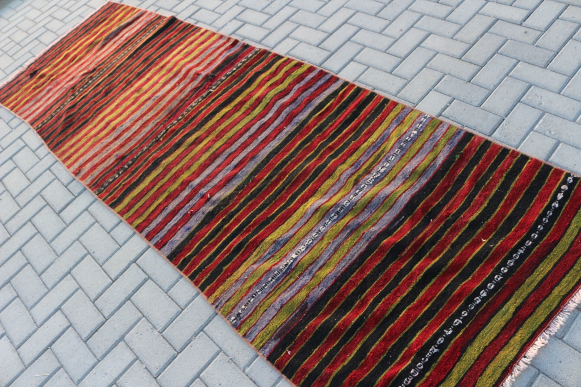 Kırmızı Oryantal Halı, Vintage Halı, Mutfak Halıları, Yer Halıları, Mutfak Halısı, Anadolu Halısı, Kilim, Türk Halısı, 3.2x10.2 ft Yolluk Halısı