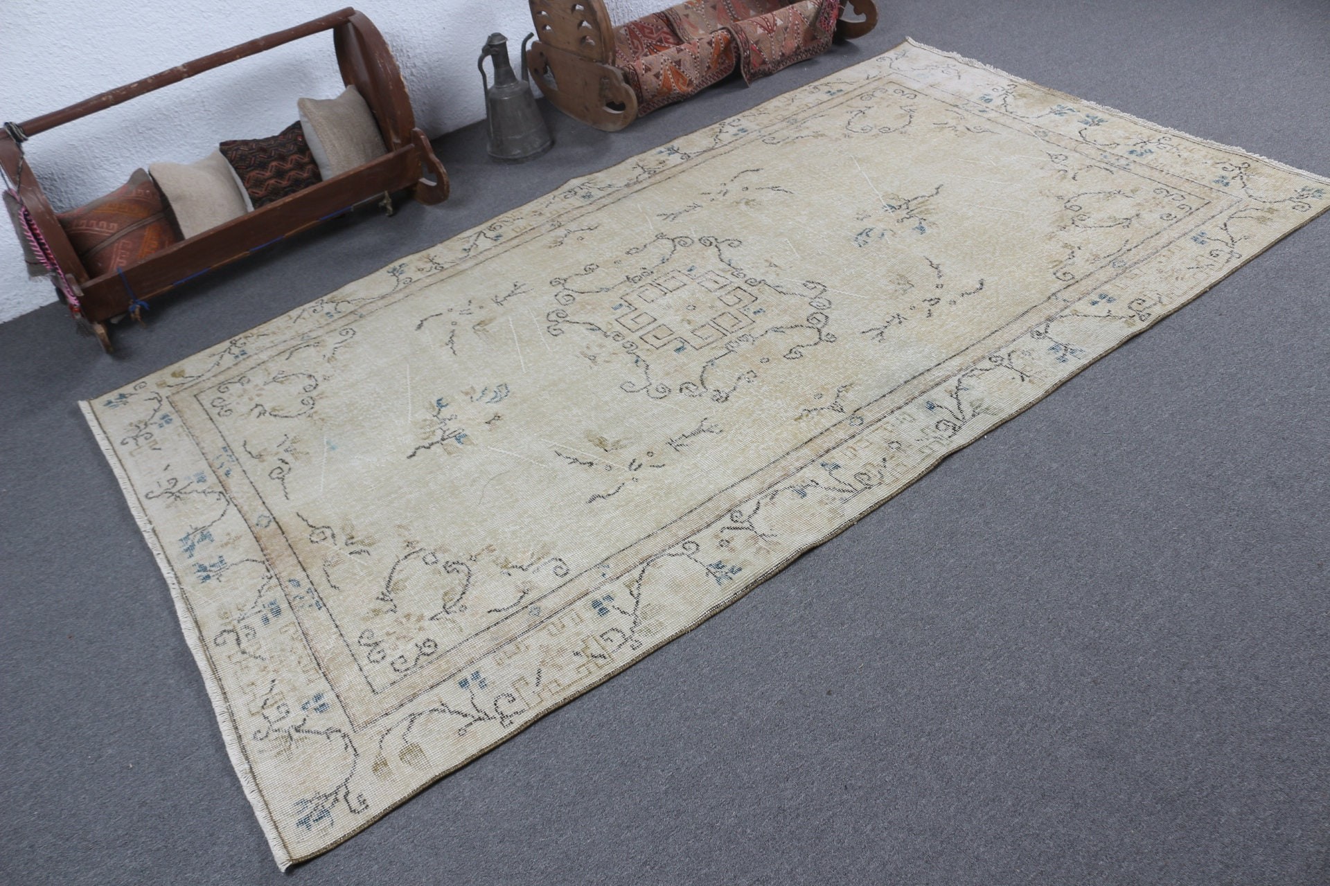 Rugs for Salon, Bedroom Rug, Vintage Rug, Wool Rug, Custom Rug, Cool Rug, Beige  4.9x8.7 ft Large Rugs, Turkish Rug, Salon Rug