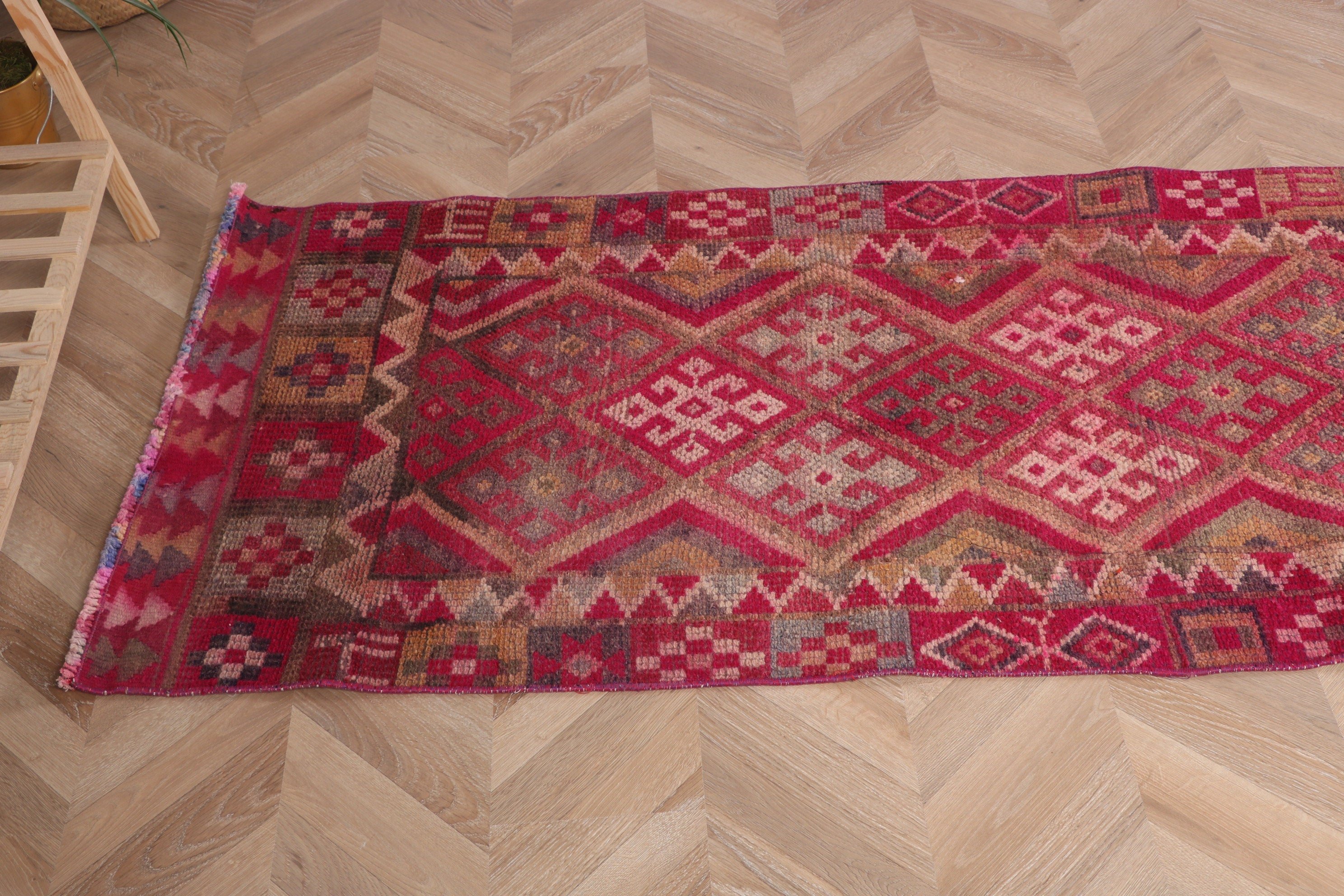 Oryantal Halı, Türk Halıları, Yün Halı, Mutfak Halıları, Vintage Halılar, Pembe Fas Halıları, Beni Ourain Yolluk Halıları, 2,5x12,2 ft Yolluk Halısı