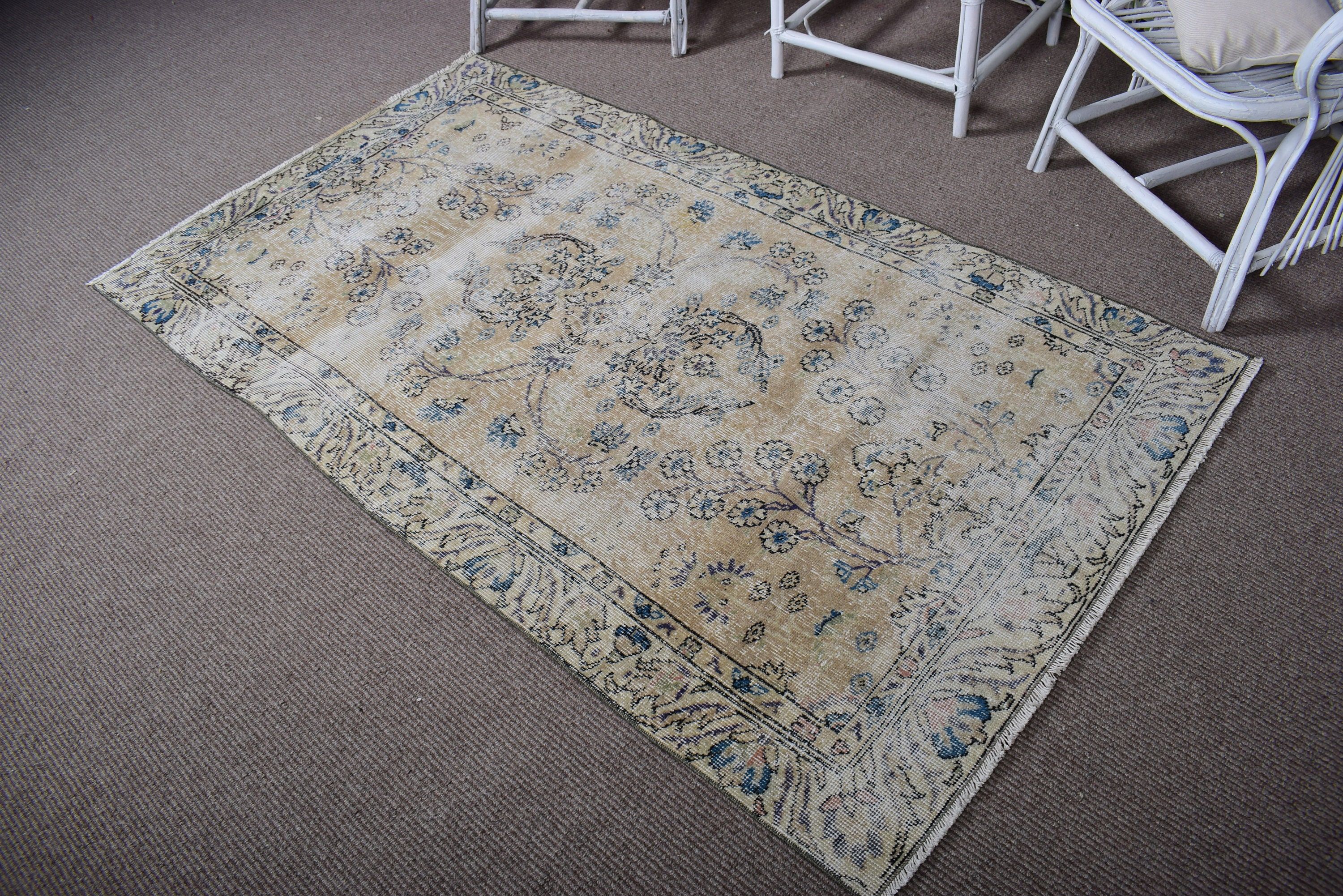 3.6x6.3 ft Accent Rugs, Turkey Rug, Beige Luxury Rug, Vintage Rug, Oriental Rug, Decorative Rug, Turkish Rug, Boho Accent Rug