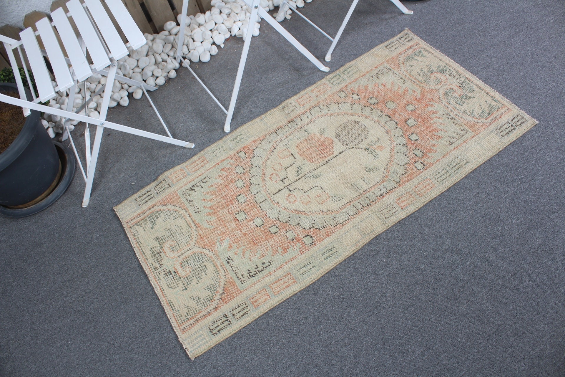 Turkish Rugs, Moroccan Rug, Wall Hanging Rug, Vintage Rug, Rugs for Bath, 2x4.2 ft Small Rug, Oriental Rug, Entry Rugs, Orange Bedroom Rug