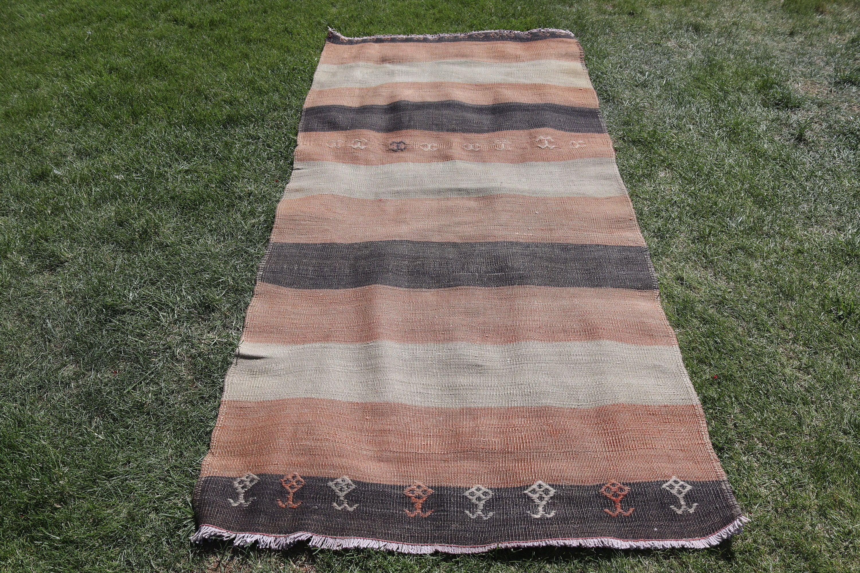 Vintage Alan Halısı, Boho Alanı için Halılar, Yün Halılar, Vintage Halı, 3,6x7,7 ft Alan Halıları, Bej Oryantal Halı, Kilim, Türk Halıları