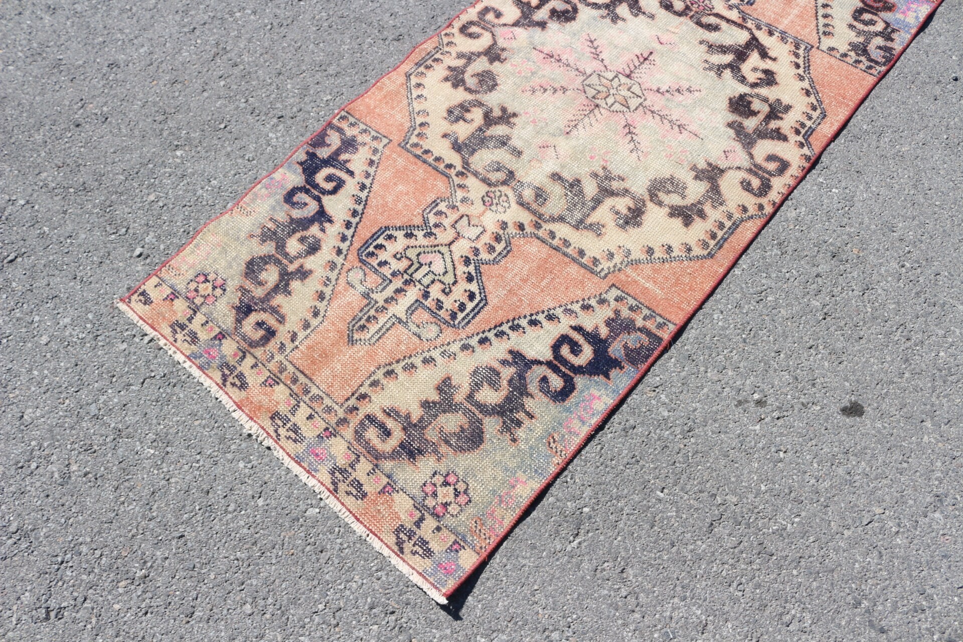 Entry Rug, Bedroom Rug, Vintage Rug, Orange  2.7x6.7 ft Accent Rug, Turkish Rug, Turkey Rug, Antique Rug, Anatolian Rug