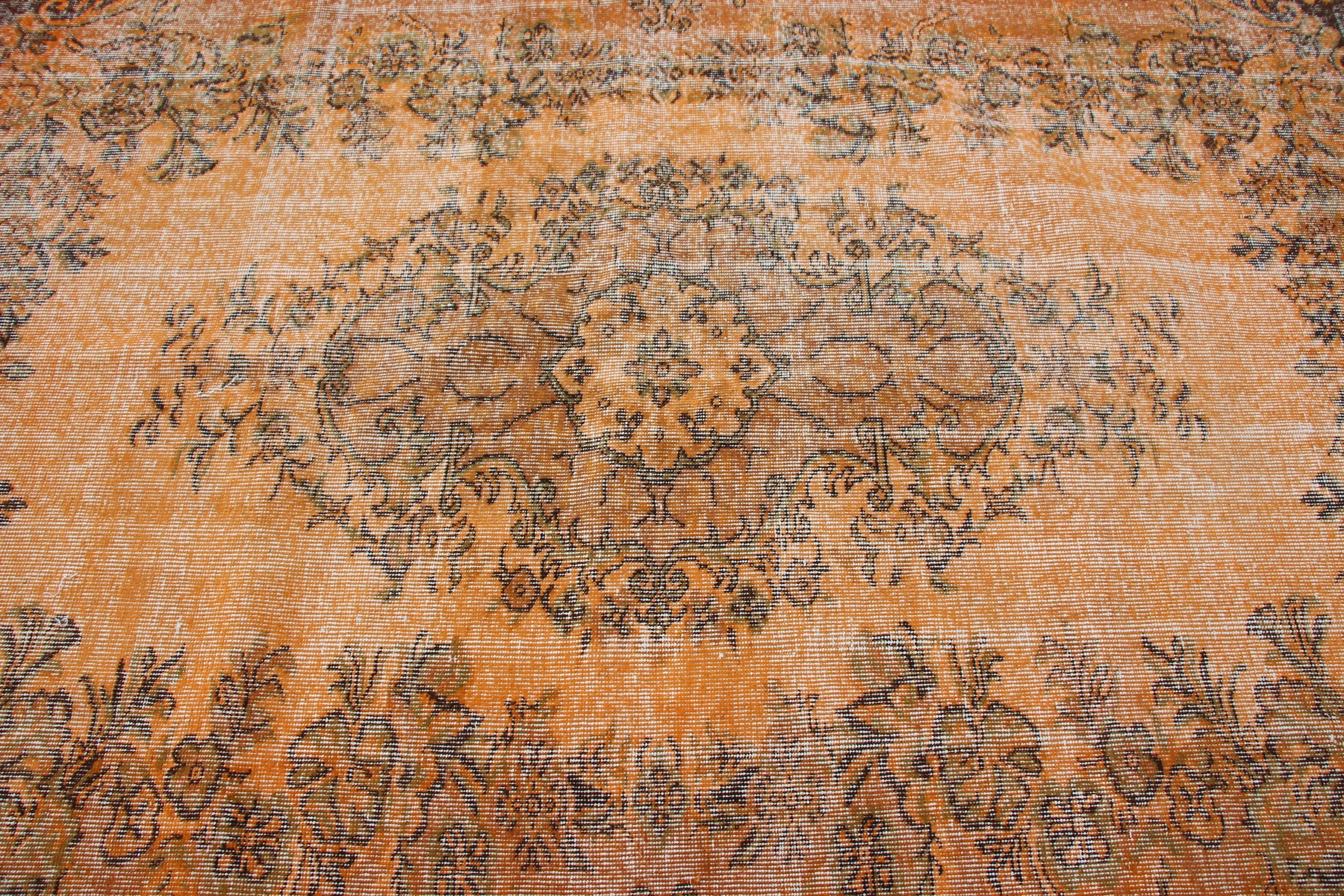 Dining Room Rug, Vintage Rugs, Orange Bedroom Rug, Turkish Rug, 5.7x8.5 ft Large Rugs, Rugs for Living Room, Floor Rug