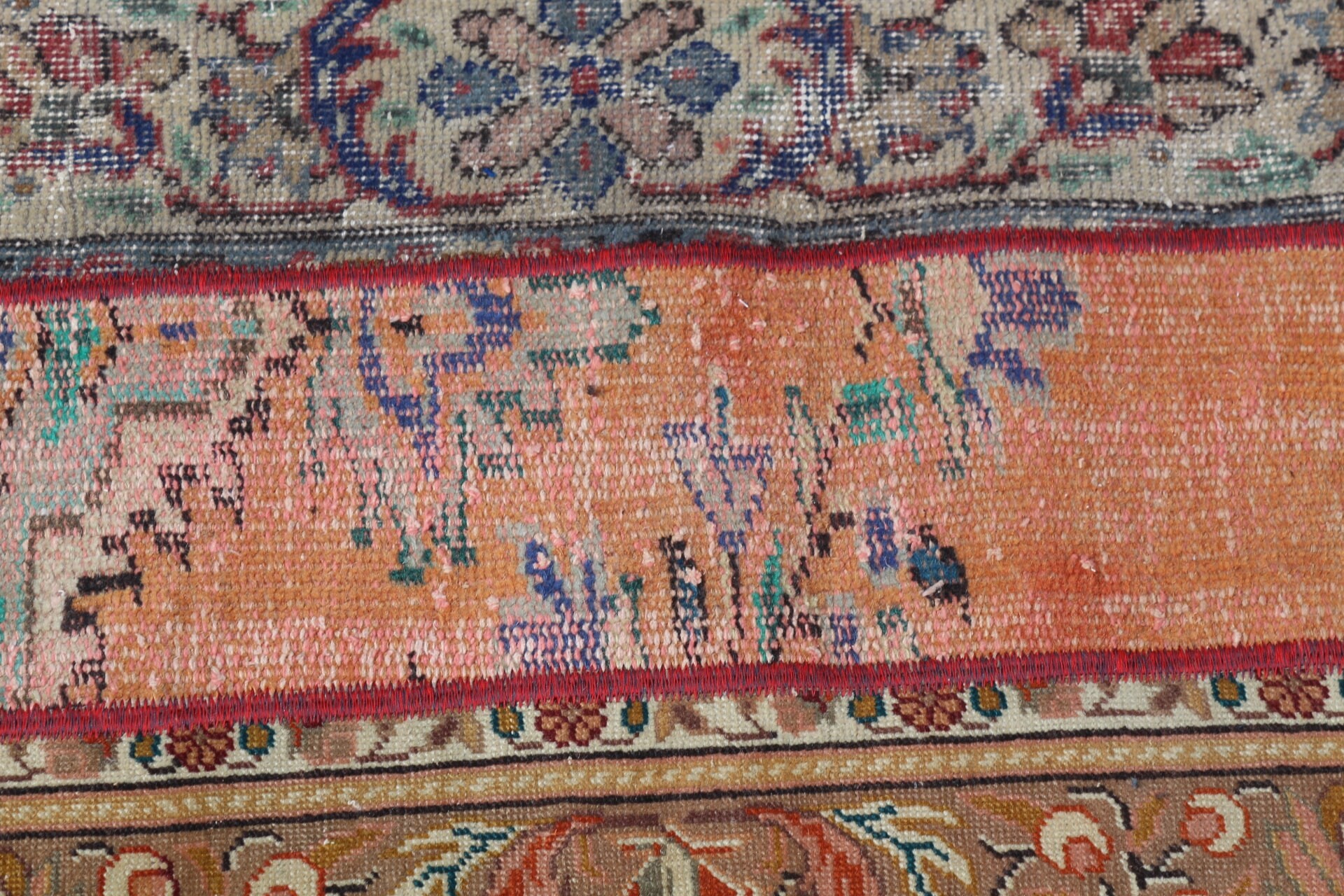 Wool Rug, Vintage Rugs, Natural Rug, Rugs for Runner, Orange Bedroom Rug, Hallway Rug, 1.7x5.1 ft Runner Rug, Turkish Rug, Moroccan Rugs