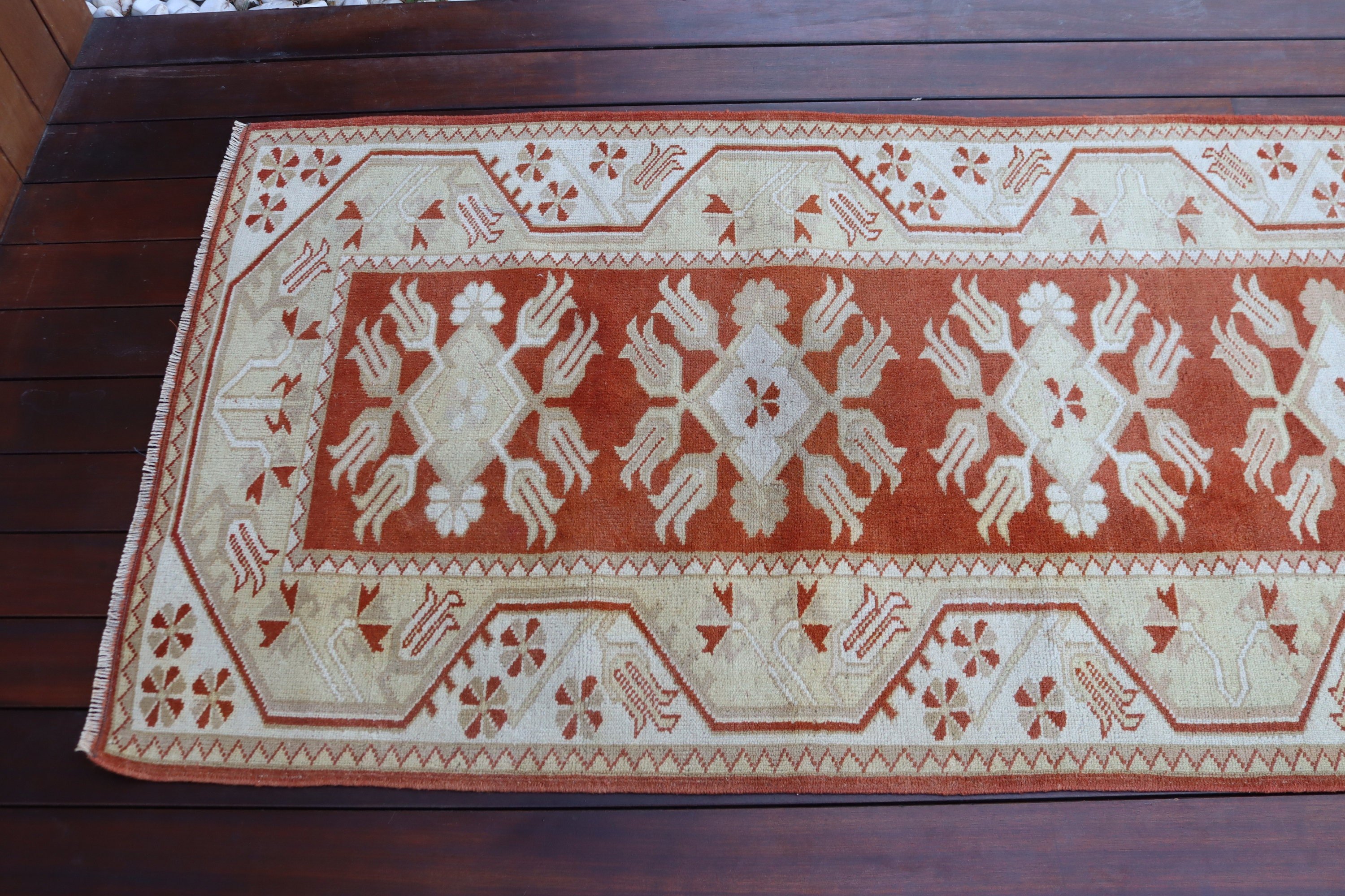 Hallway Rug, Orange Cool Rug, Turkish Rugs, Geometric Rugs, Vintage Rugs, 2.6x8.2 ft Runner Rug, Beni Ourain Runner Rug, Oushak Rug