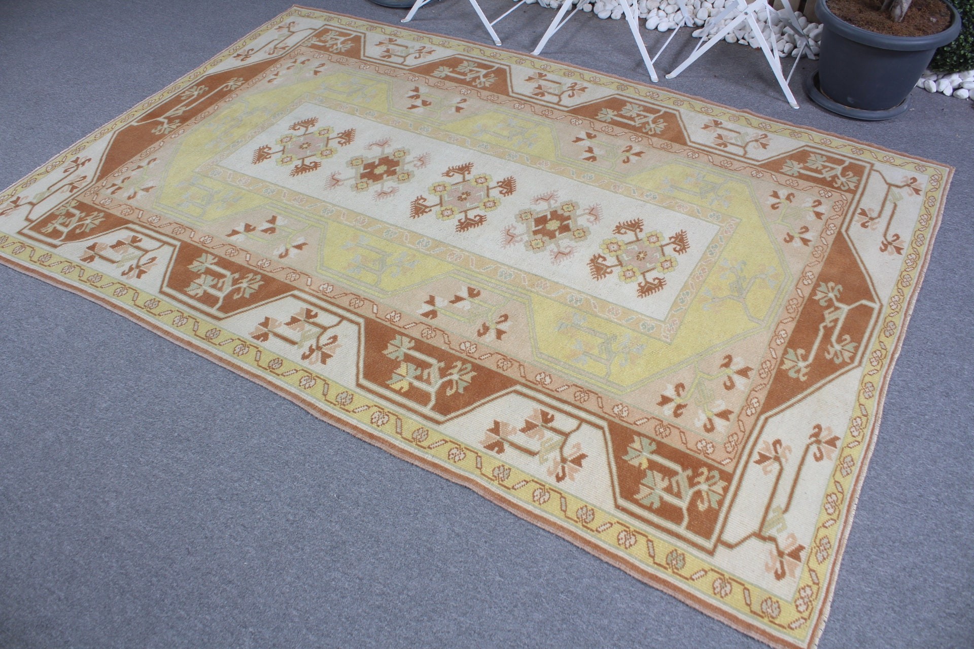 Vintage Rug, Authentic Rug, 5.2x7.8 ft Large Rug, Antique Rug, Bedroom Rugs, Oushak Rug, Dining Room Rug, Beige Anatolian Rug, Turkish Rug