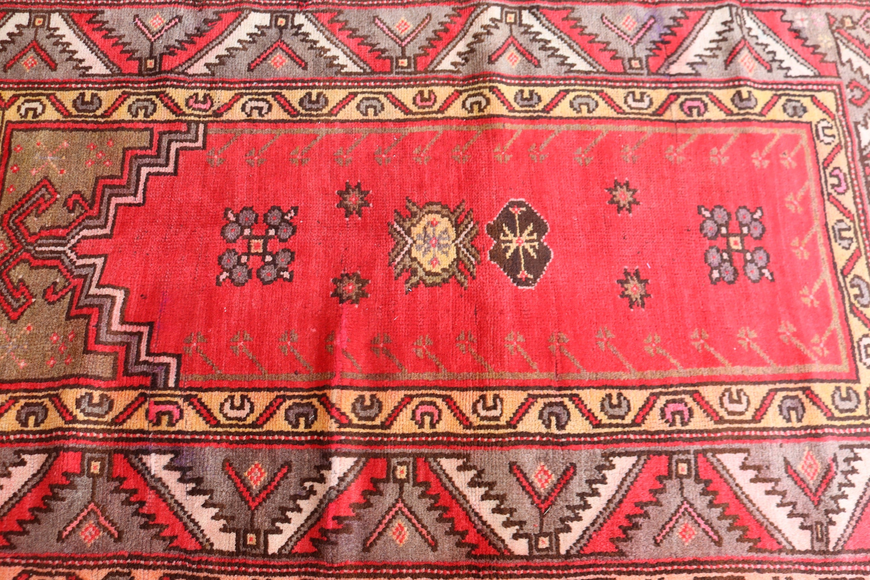 Türk Halısı, 3.5x5.7 ft Aksan Halıları, Kırmızı Oryantal Halılar, Dekoratif Halı, Vintage Halılar, Ev Dekor Halısı, Boho Vurgu Halısı, Yatak Odası Halıları