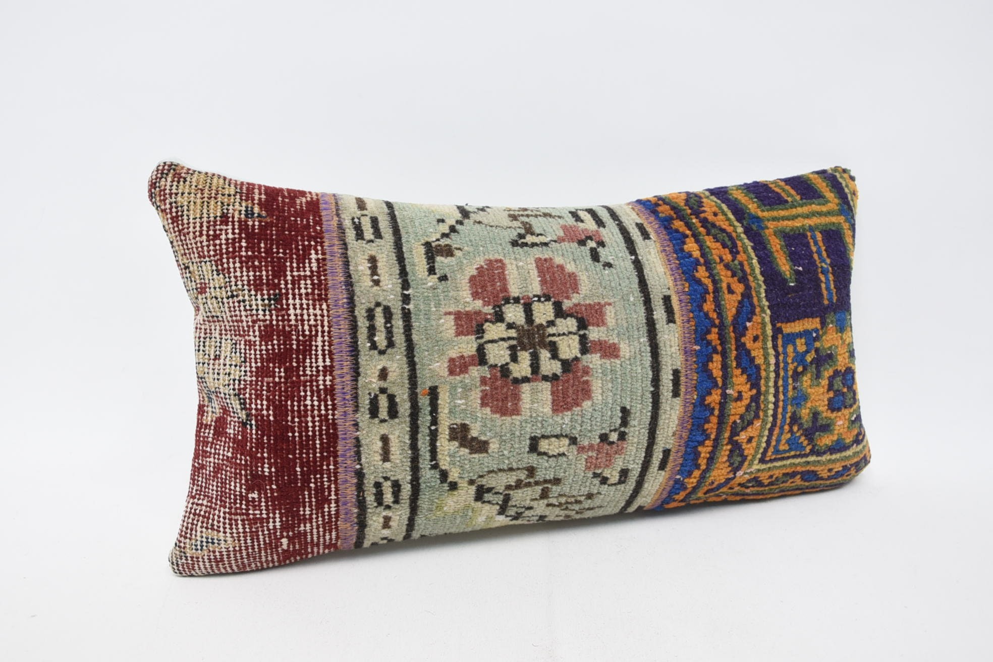 Pattern Throw Pillow, Antique Pillows, Christmas Pillow, Pillow for Sofa, Kilim Pillow Cover, 12"x24" Green Pillow Case