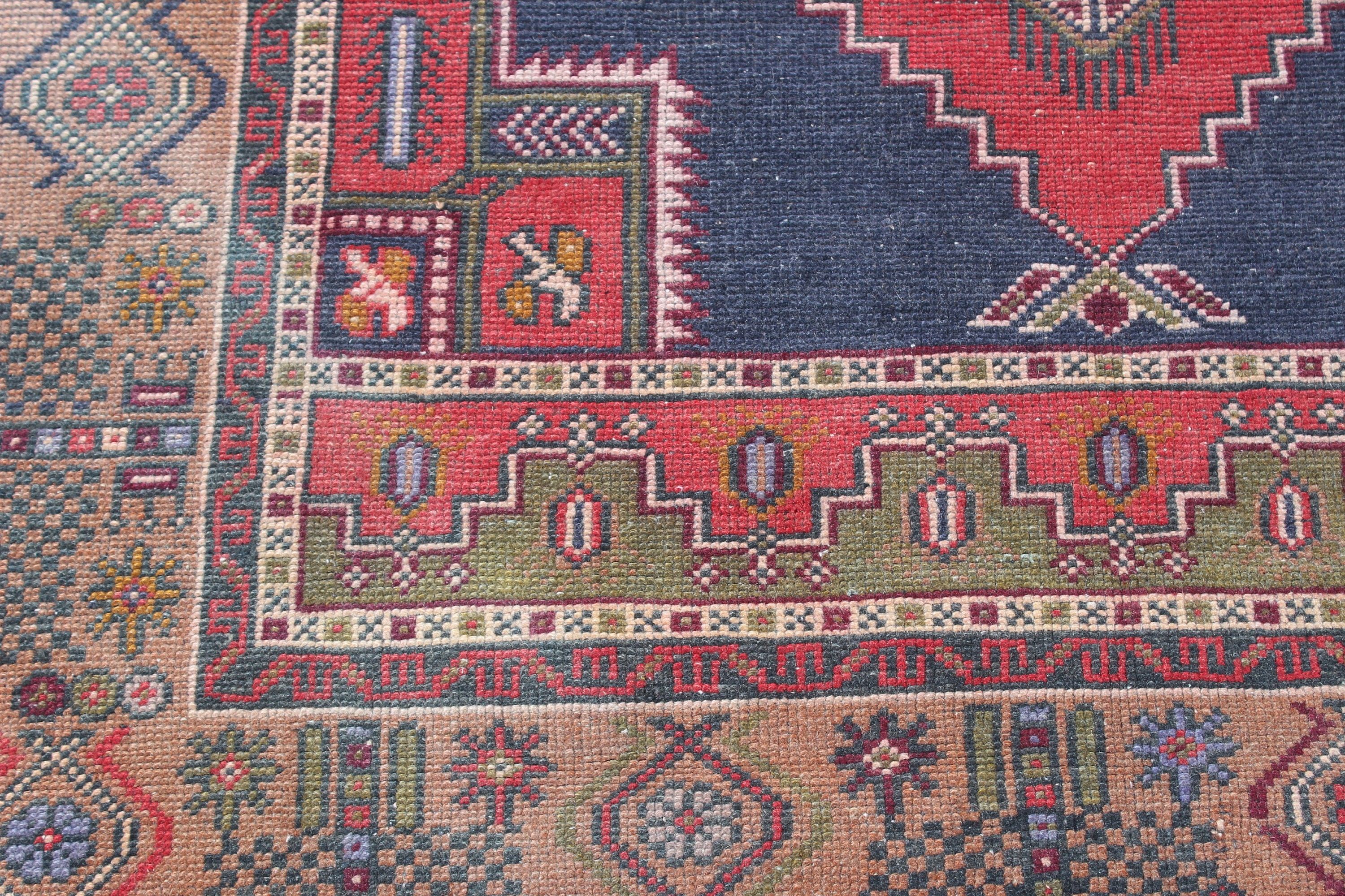 Turkish Rugs, Vintage Rug, Red Cool Rug, Kitchen Rugs, Luxury Rugs, Rugs for Oushak Area, Floor Rug, 4.4x7.9 ft Area Rug