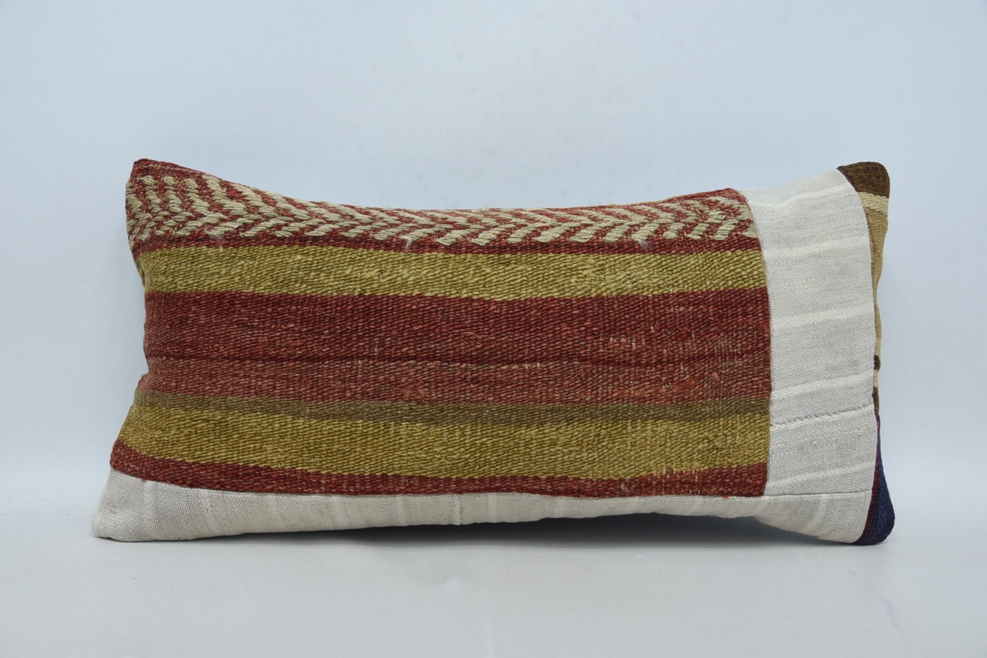 Throw Kilim Pillow, Gift Pillow, Turkish Kilim Pillow, Bright Pillow Case, Handmade Rug Seat Pillow Cover, 12"x24" Red Pillow Cover