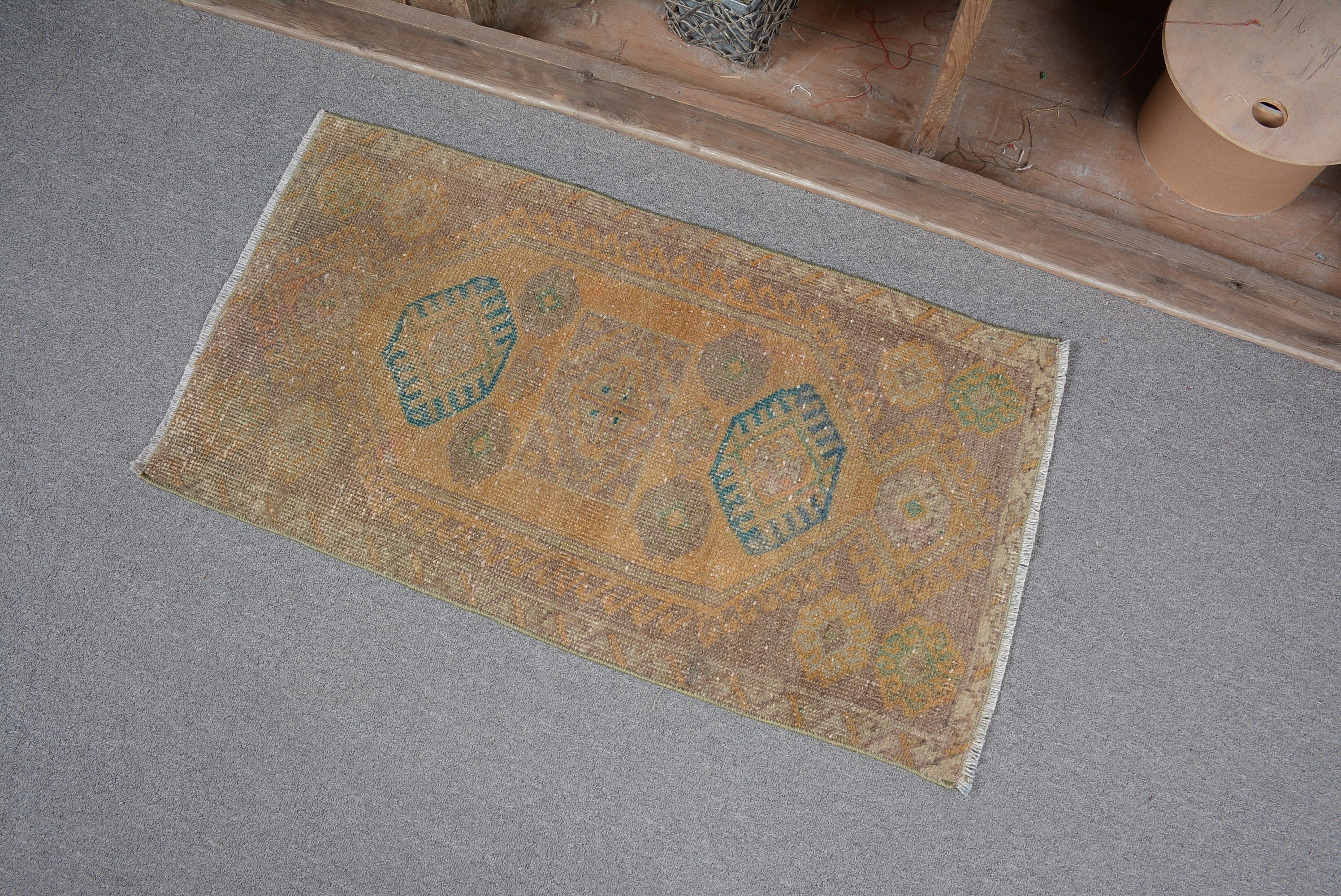 Bedroom Rug, Wool Rug, Bronze Oushak Rug, 1.6x3.1 ft Small Rug, Vintage Rug, Bathroom Rug, Turkish Rugs, Rugs for Car Mat, Kitchen Rug