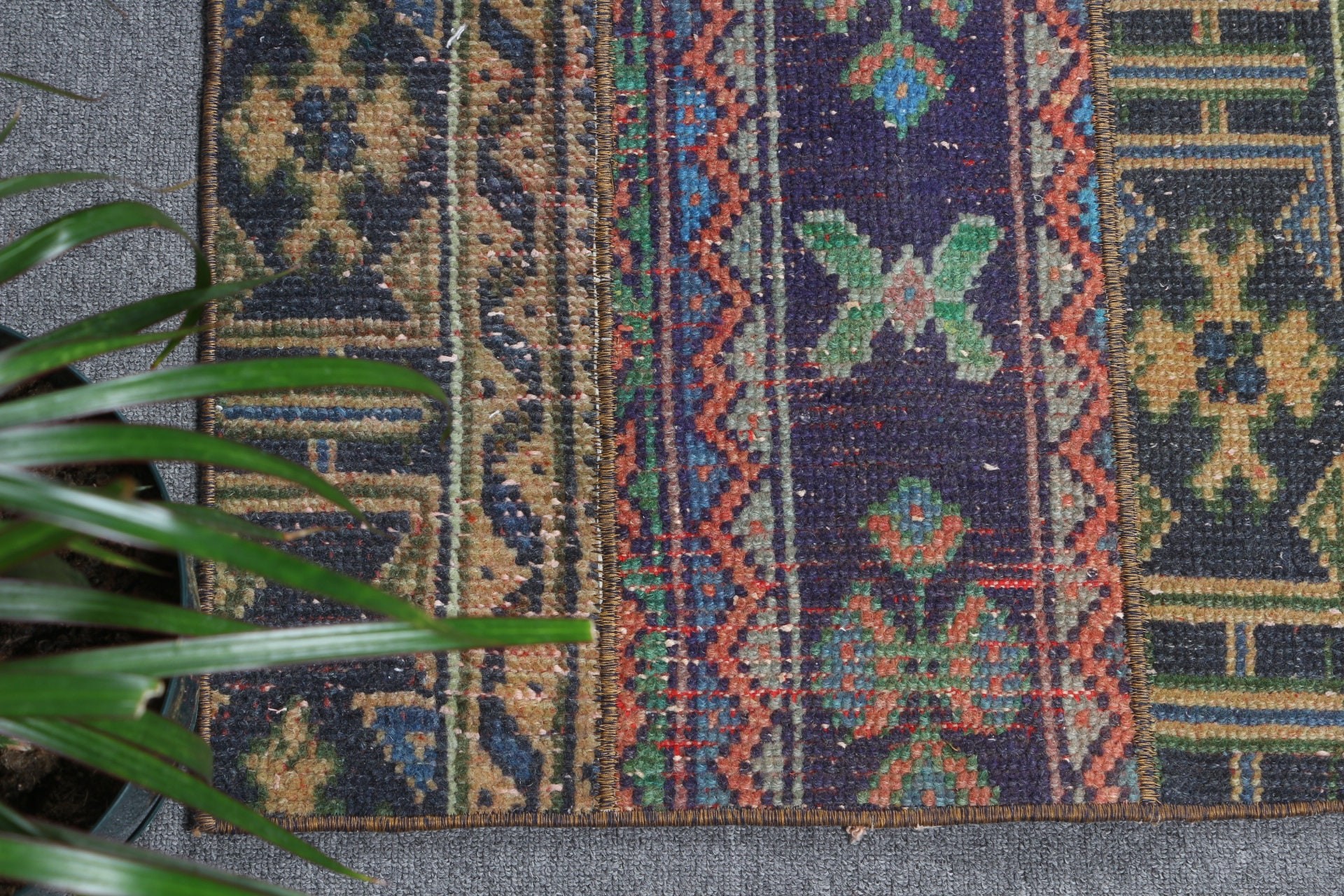 Turkish Rug, Vintage Rugs, Art Rug, Rugs for Car Mat, Nursery Rug, Blue Cool Rug, 2x4.8 ft Small Rug, Entry Rugs, Home Decor Rug, Wool Rug