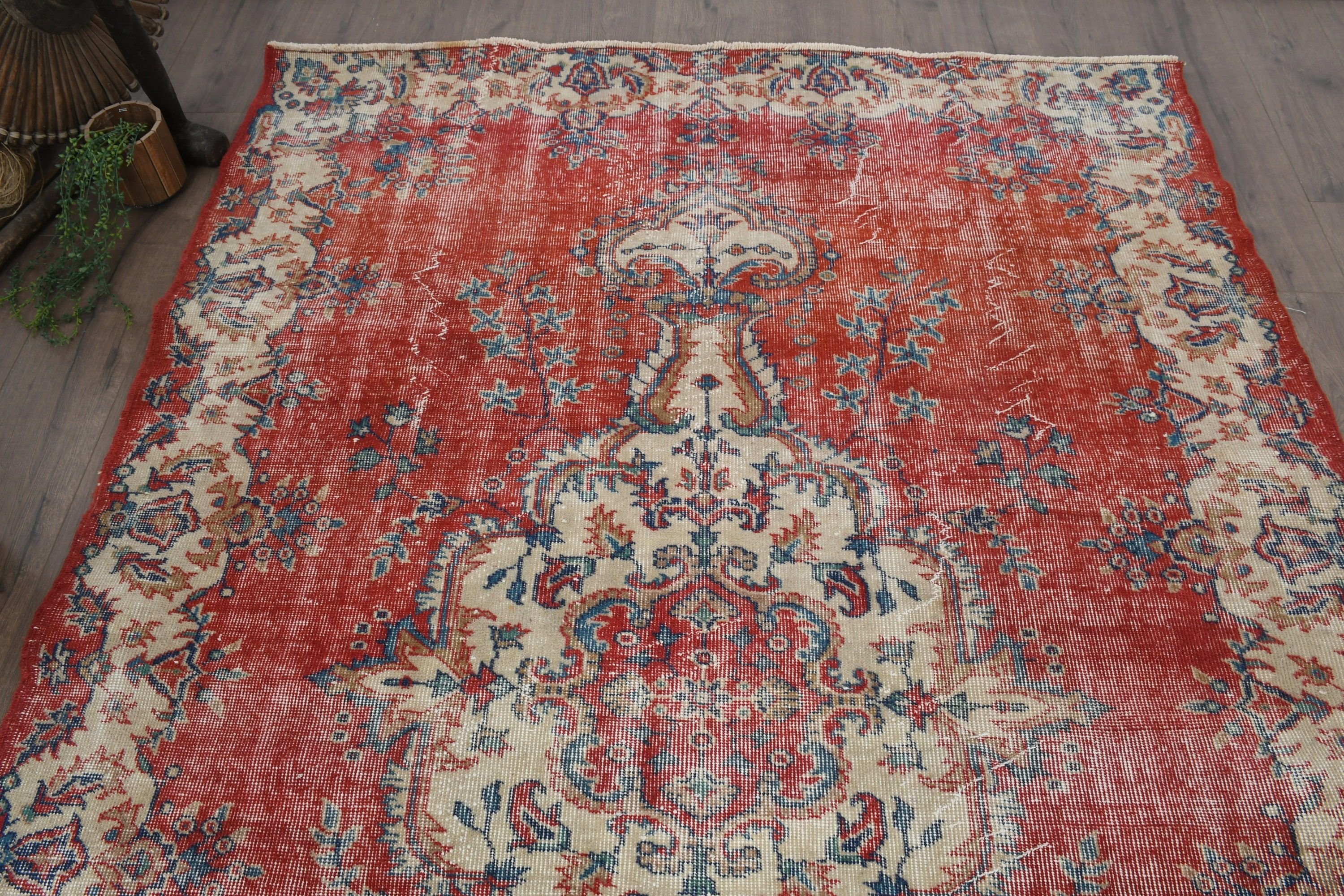 Red Moroccan Rugs, Turkish Rugs, Rugs for Salon, Living Room Rug, Vintage Rugs, Home Decor Rug, 5.8x9.1 ft Large Rugs, Old Rug, Bedroom Rug