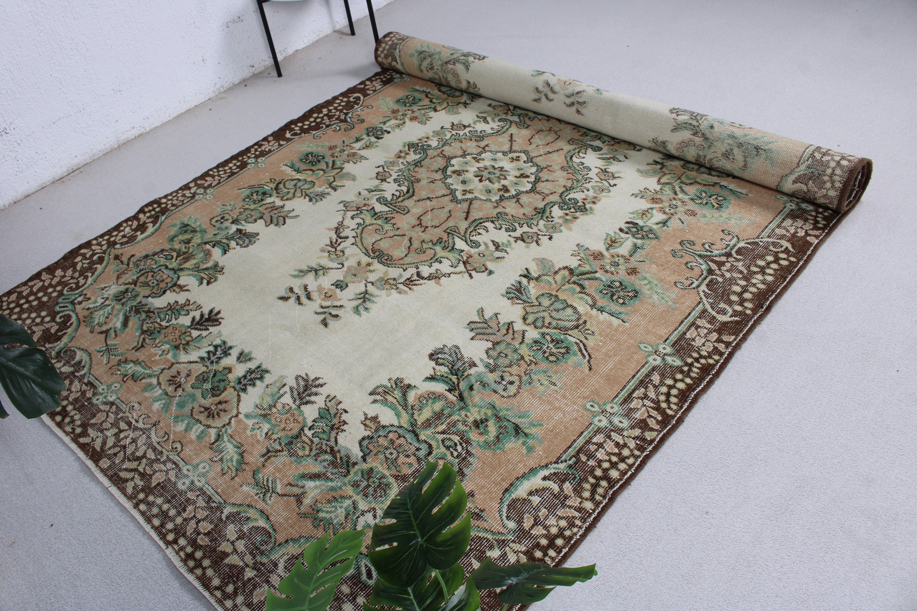 Kabile Halıları, 6x8,9 ft Büyük Halılar, Yer Halısı, Oturma Odası Halısı, Modern Halı, Yemek Odası Halısı, Türk Halıları, Vintage Halılar, Kahverengi Açıklama Halısı