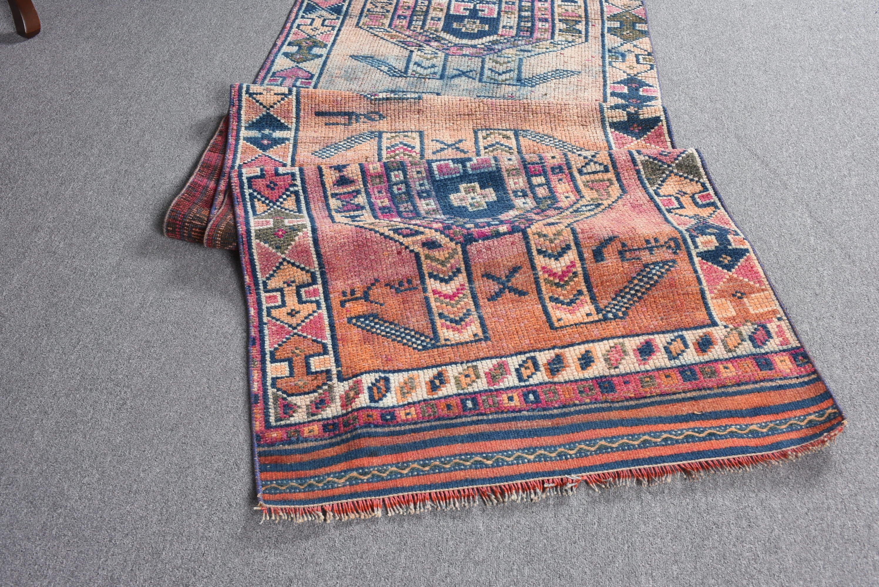 Vintage Halı, Havalı Halı, Koridor Halıları, Merdiven Halısı, Turuncu Mutfak Halısı, Koridor Halıları, Türk Halıları, 2,7x11,3 ft Koşucu Halısı, Oushak Halıları