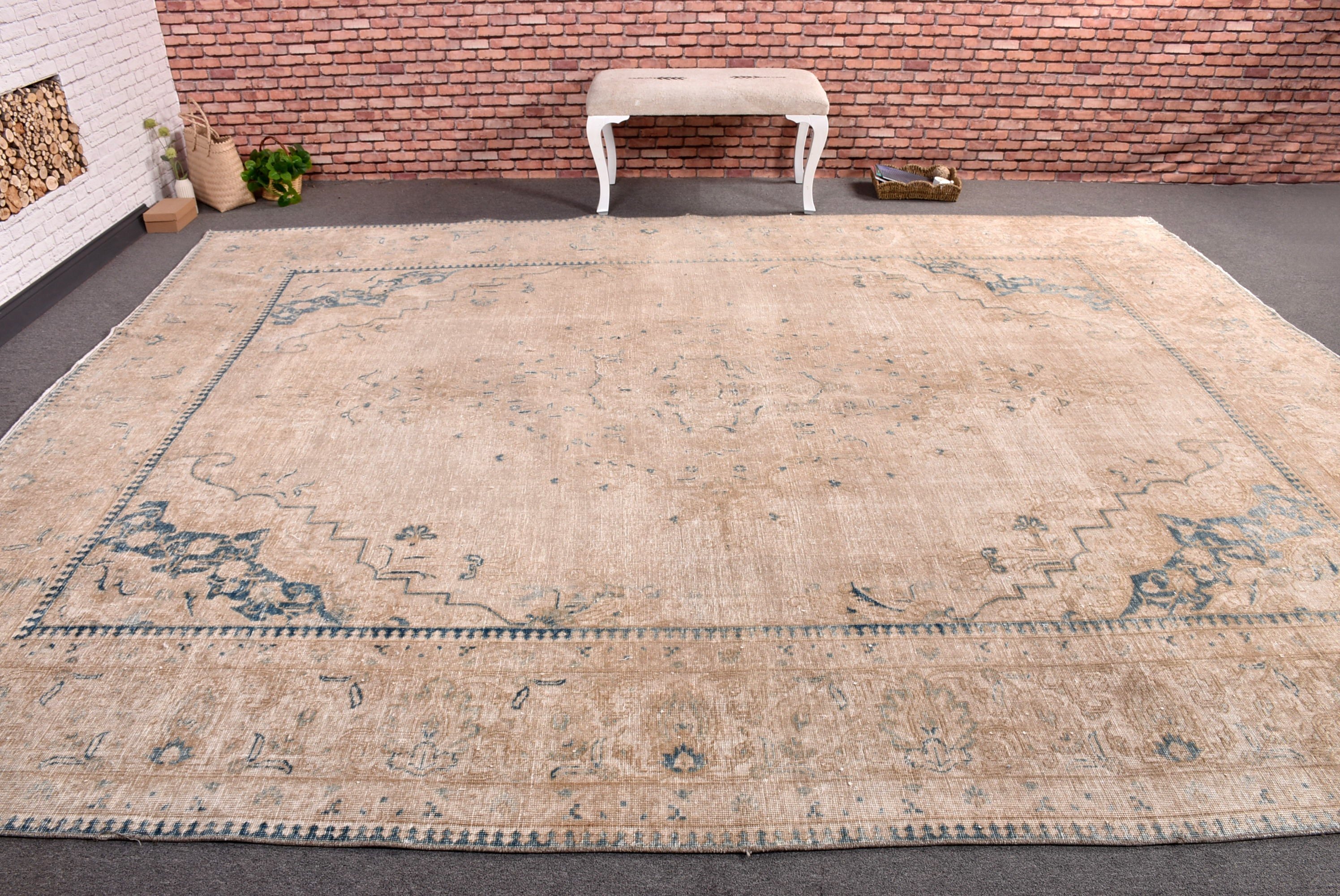 Beige Anatolian Rugs, Anatolian Rugs, 9.7x12.4 ft Oversize Rug, Vintage Rug, Oversize Turkish Rug, Organic Rug, Modern Rug, Turkish Rug