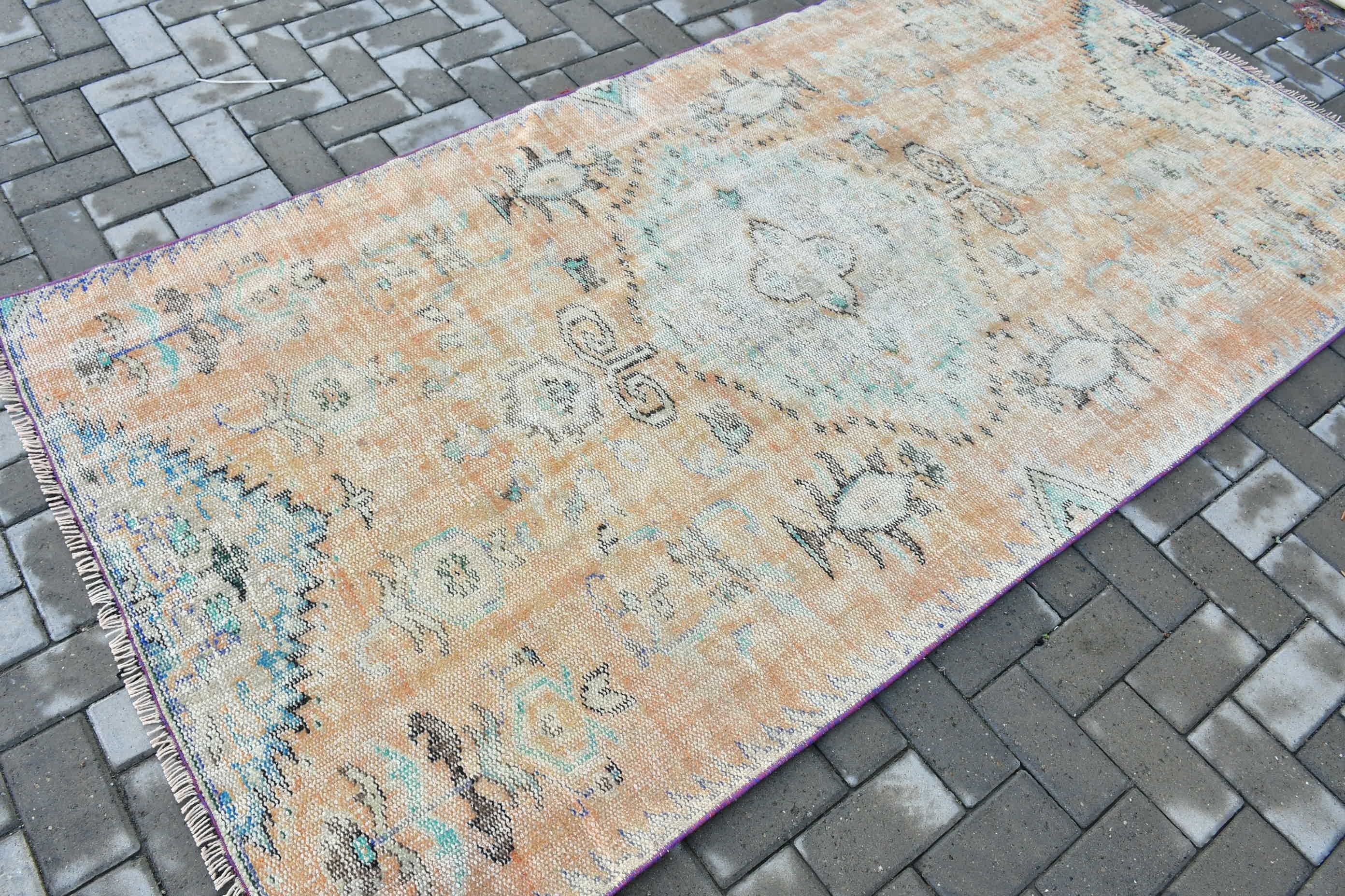 Oushak Rug, Turkish Rug, Bedroom Rug, Vintage Rug, Kitchen Rugs, Orange Cool Rug, Rugs for Floor, 4.1x8.1 ft Area Rugs, Nursery Rugs